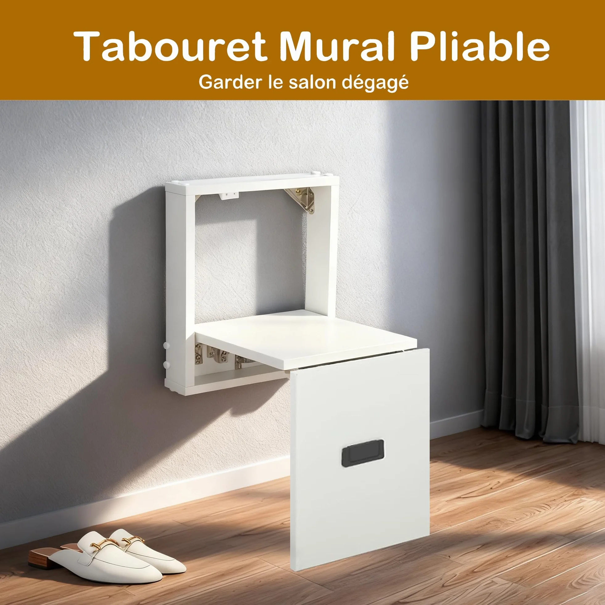uyoyous Taburete plegable de pared para cambiar zapatos, banco de entrada, banco para salón, entrada, cuarto de baño