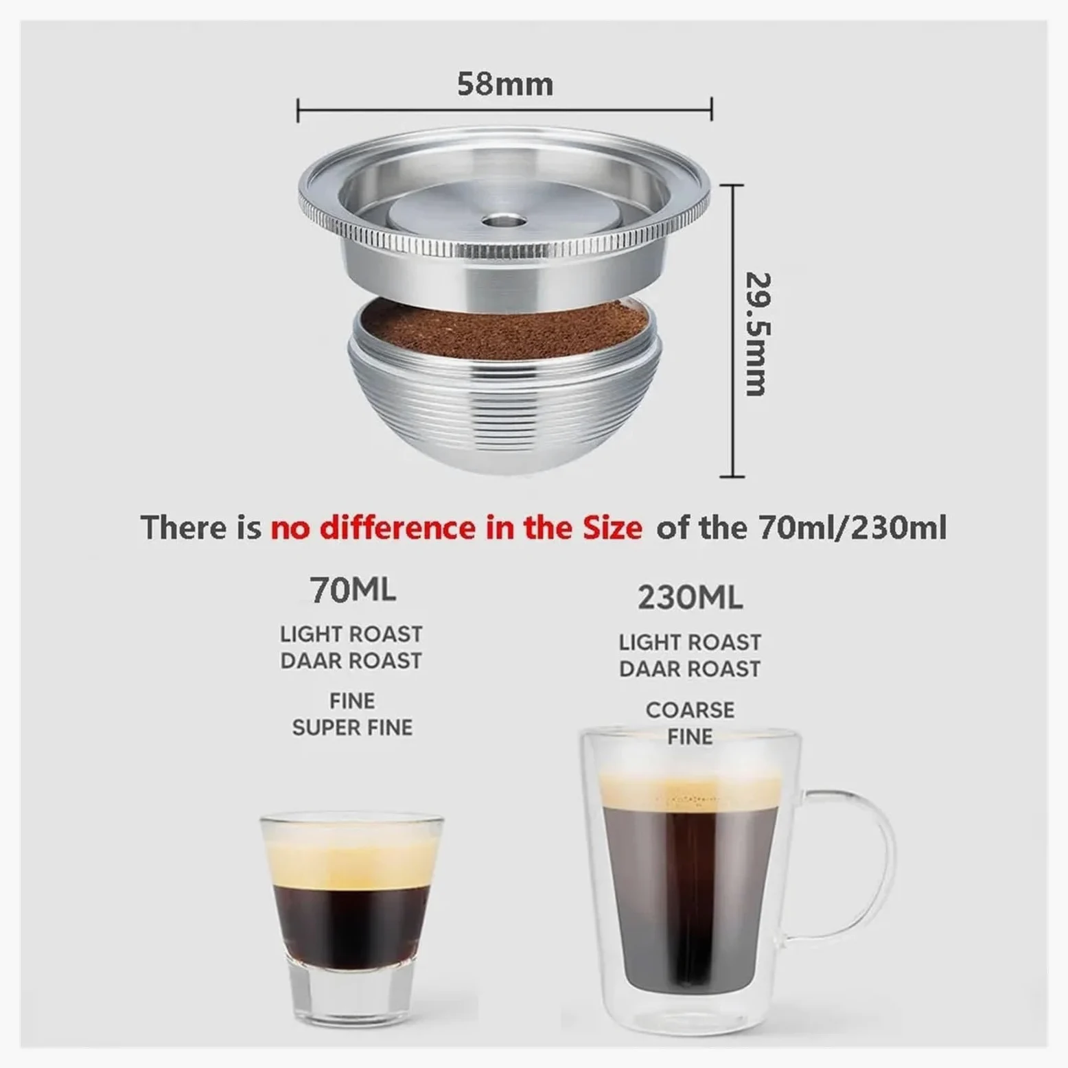 Compatible Con Delonghi, Filtro De Cápsula De Repuesto De Acero Inoxidable ENV135, Compatible Con Nespresso, Cápsula De Café Reutilizable GCA1(230ml 1pod t d S)