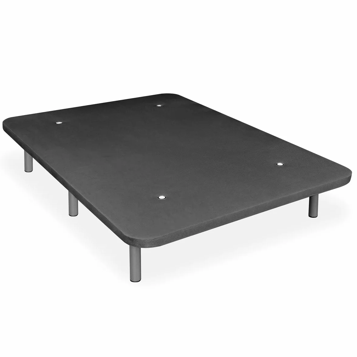 amuéblate Online - Cama Completa con Colchón Carla Reversible + Base Tapizada Extra Resistente con 6 Patas Cilíndricas Metálicas Roscadas, 135 x 190, Gris Oscuro