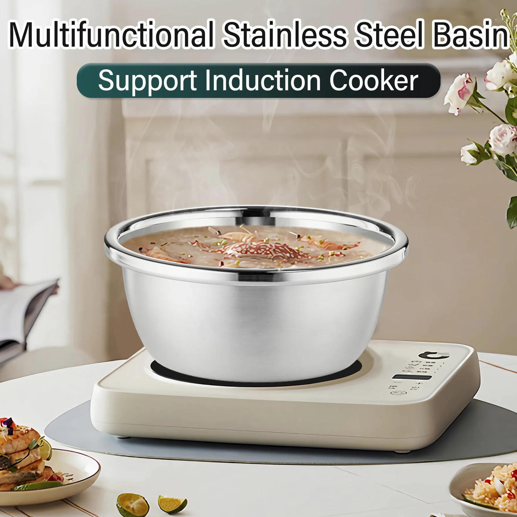 Juego de colador de Alimentos de colador de Colas de Lavado de arroz - 304 colador microporoso de Acero Inoxidable con tazón de Mezcla para drenar Fruta, Pasta, Espagueti - 2 -Qt