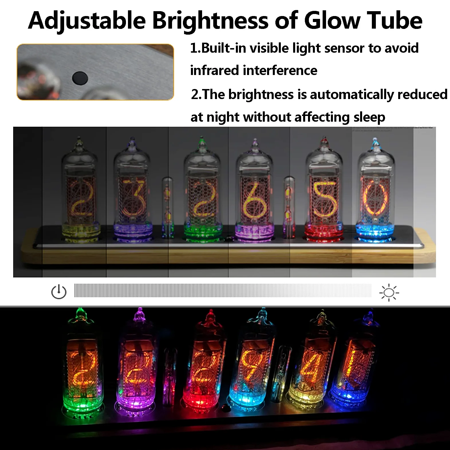Regalos Personalizados, Reloj Digital LED, Relojes de Escritorio, Kit de Reloj Nixie con Brillo Que Ajusta automáticamente el Control Remoto, Reloj Despertador con bombil