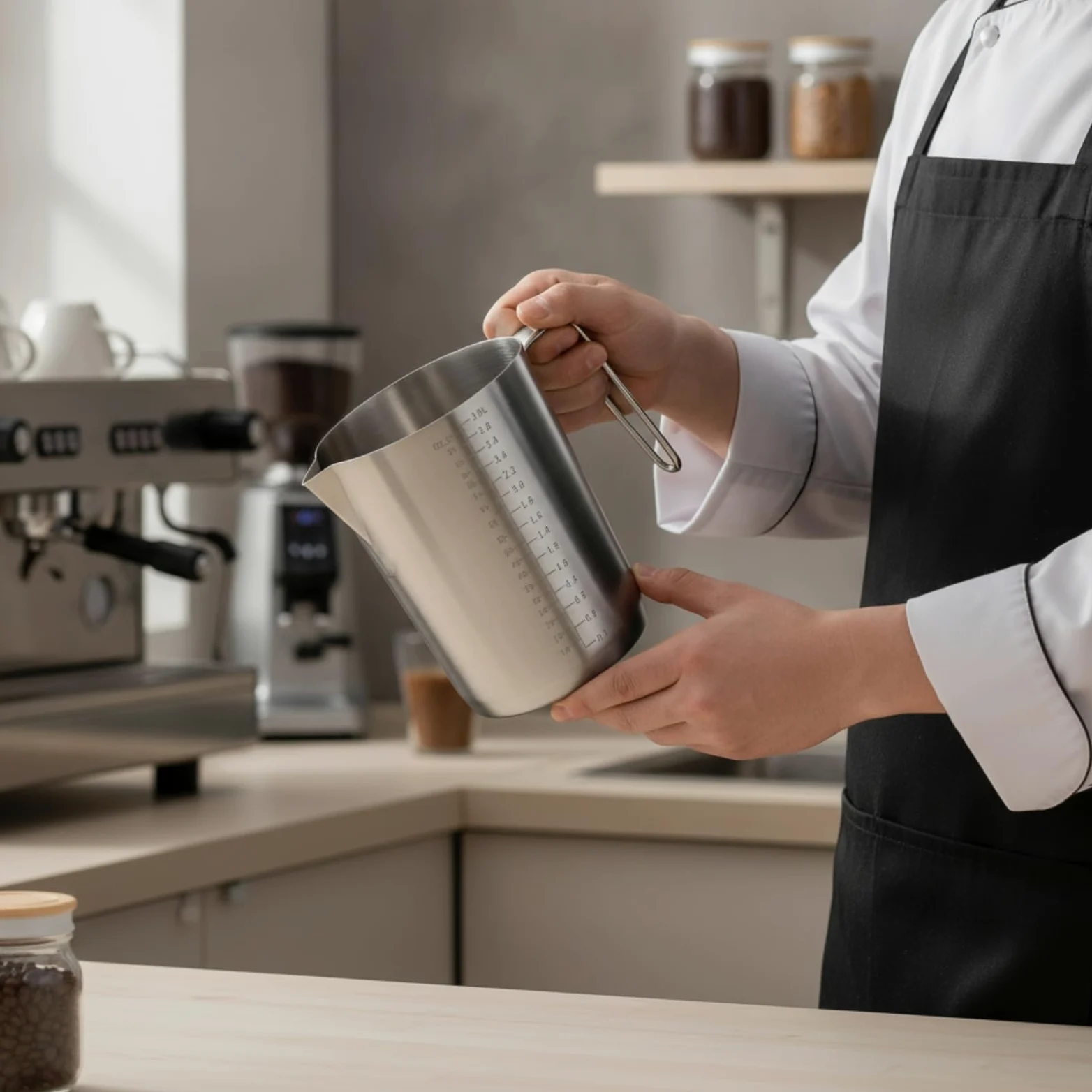 MagiDeal Jarra Medidora de Cocina Vaso Medidor Taza Medidora Jarra con Graduaciones de Fácil Lectura Acero Inoxidable Resistente y Moldeado Adecuada para, 5L