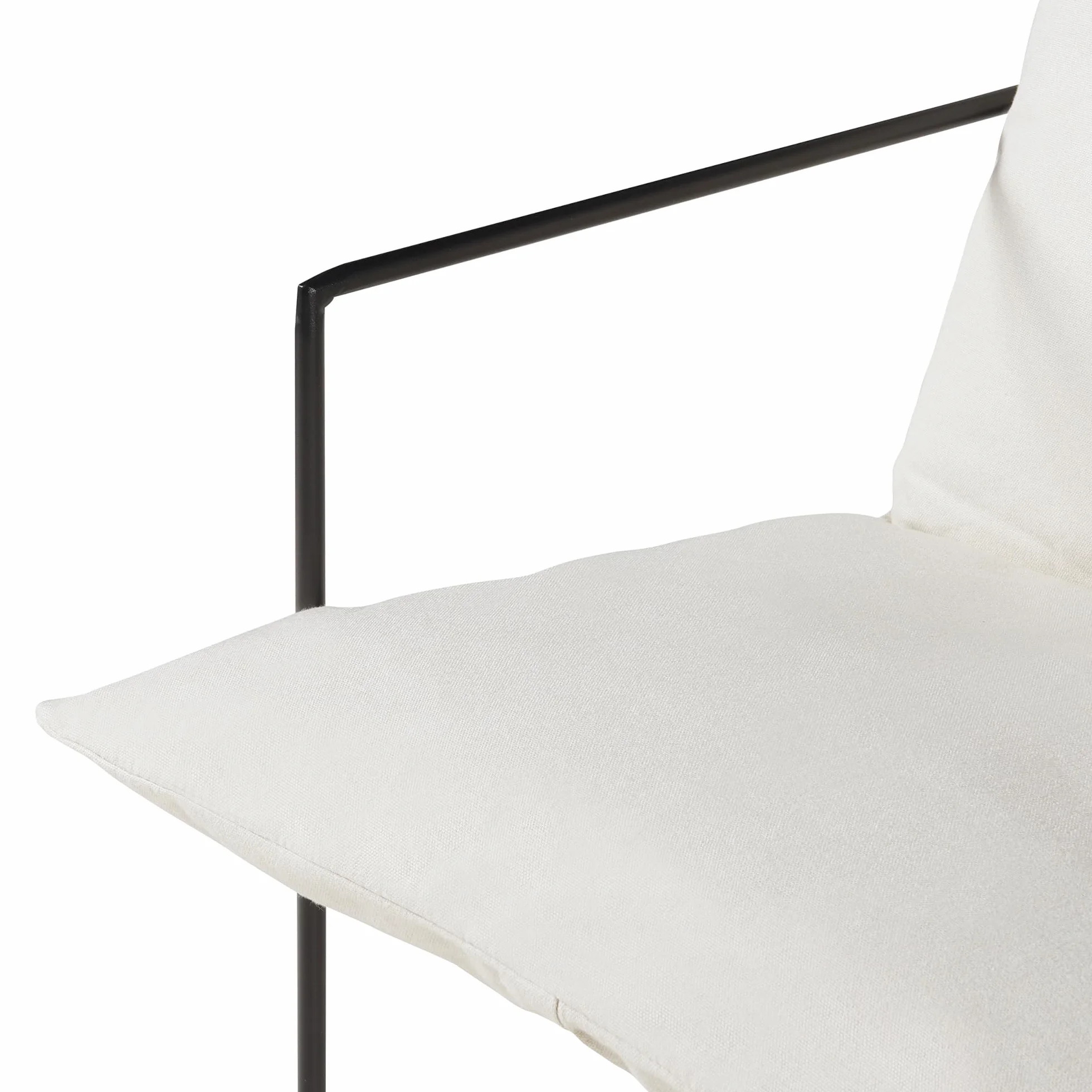 [en.casa] Sillón para Salón Utsjoki Silla Elegante con Reposabrazos Butaca con Cojin Acolchado y Lavable para Dormitorio Salón Oficina Metal/Textil 90x61x70cm - Negro/Beige
