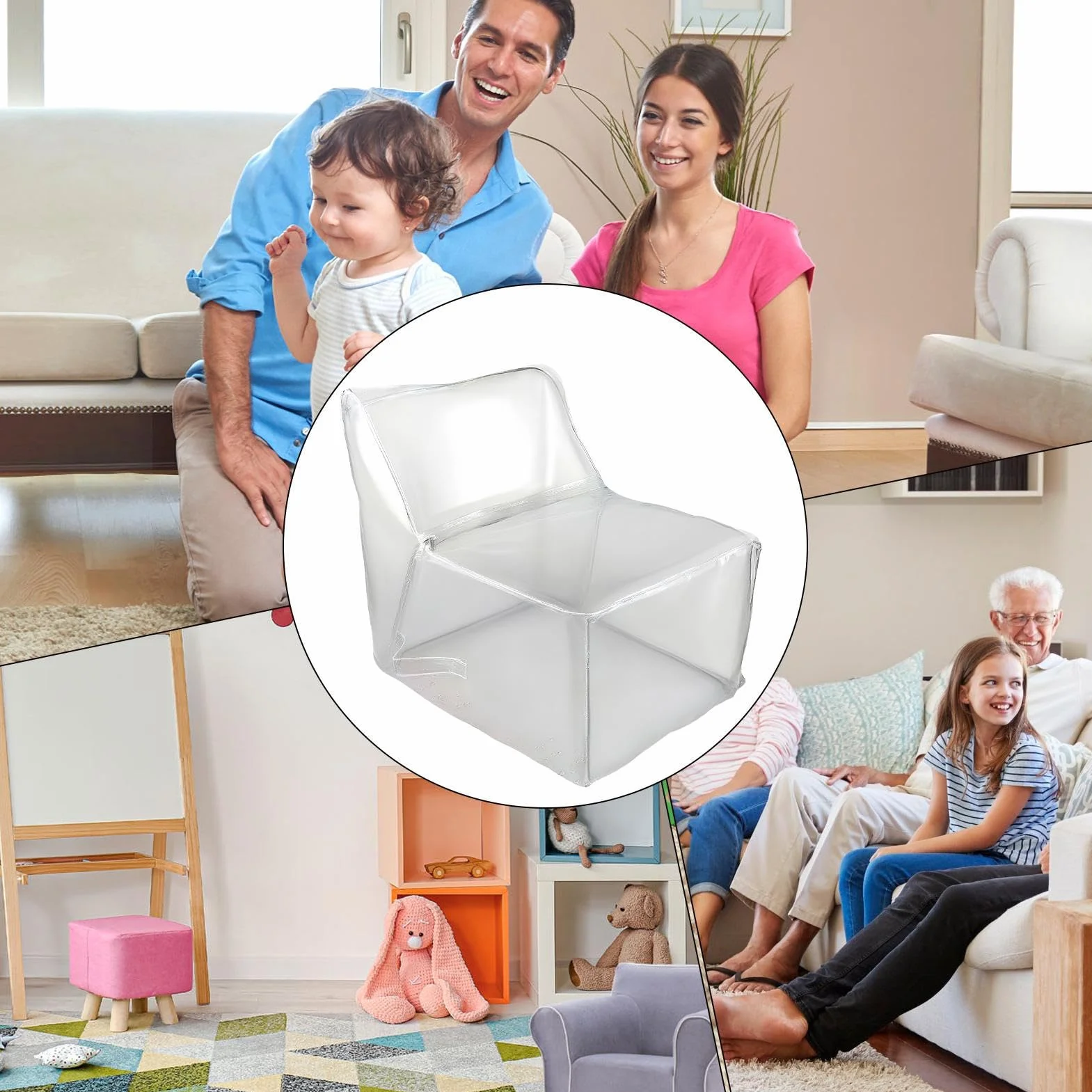 Sillon Transparente para Peluches | Funda Transparente para Silla De Puf De Animales De Peluche | Impermeable, Resistente Al Polvo, PVC, Sin Relleno Incluido