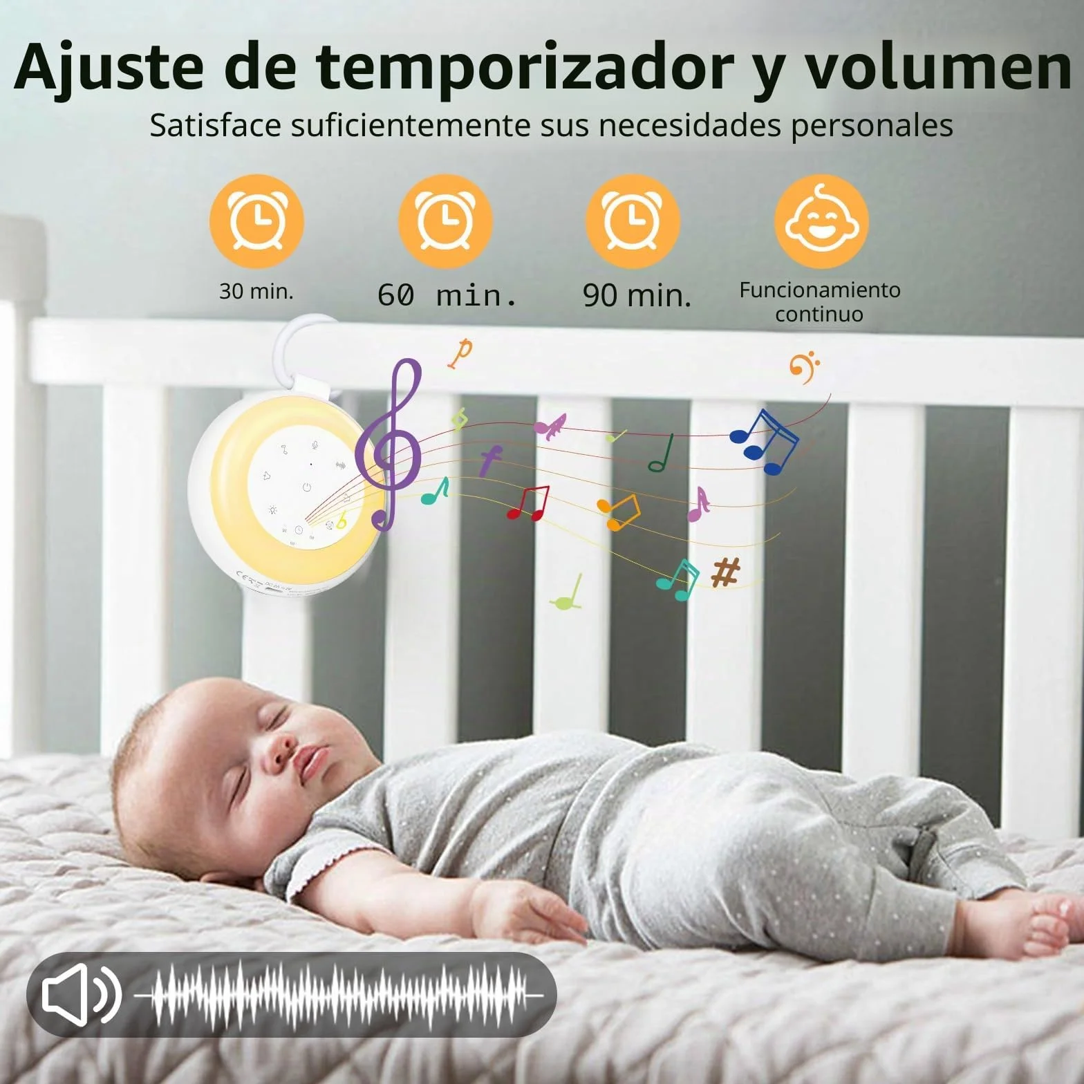 GuKKK Máquina de Ruido Blanco para Bebé Portátil 24 Sonidos Luz Nocturna Recargable USB