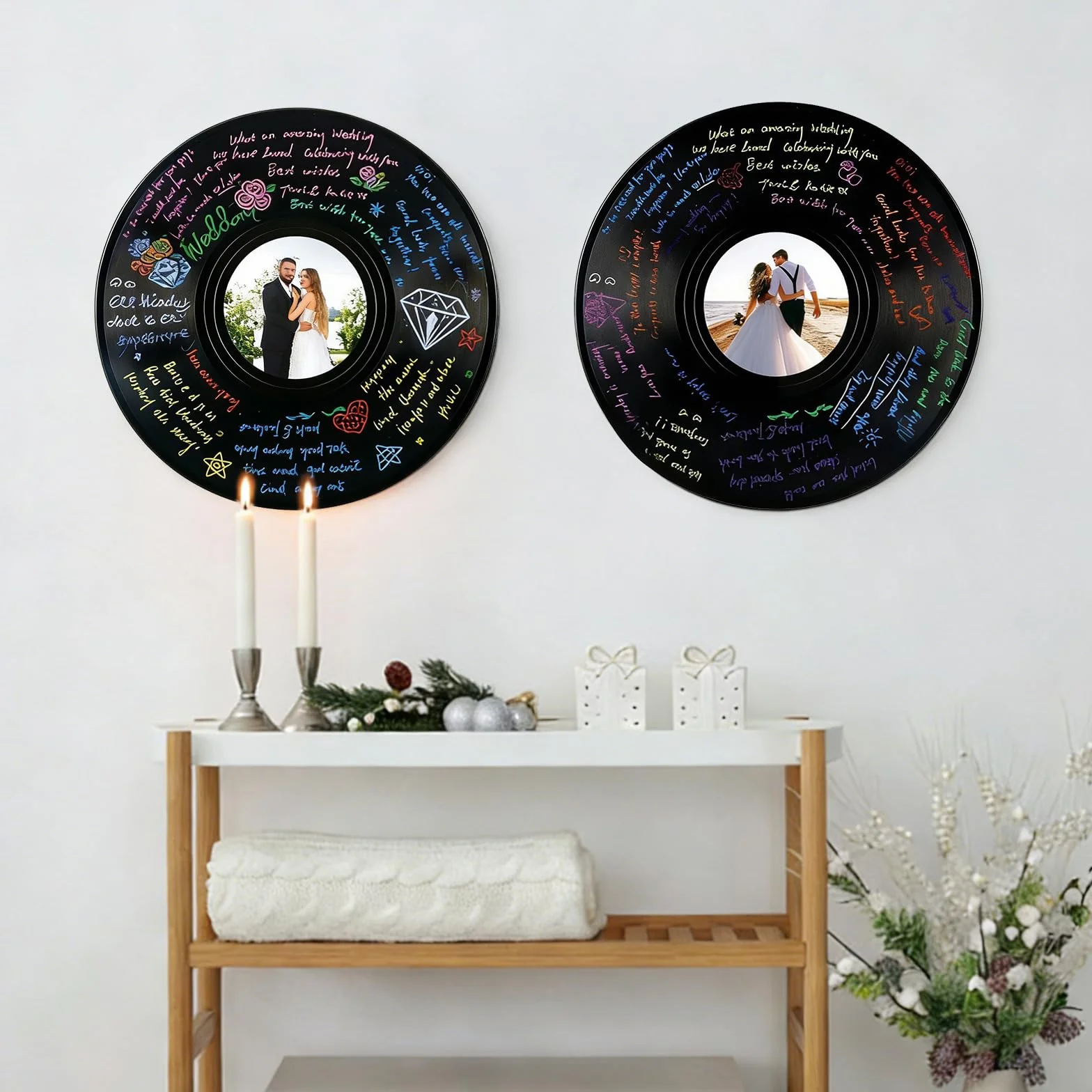 2 unidades de libro de visitas de vinilo, alternativa al libro de invitados de boda, foto personalizada, libro de visitas, alternativa con bolígrafo y soporte para aniversario de boda, cumpleaños