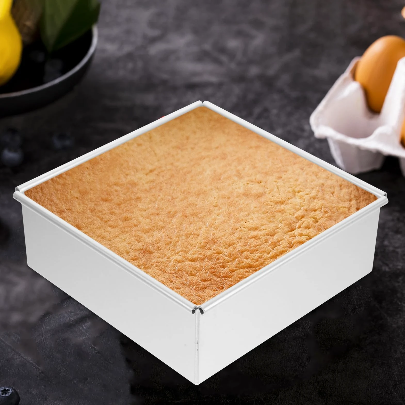 Molde para Hornear Cuadrado Pequeño de Aleación de Aluminio, 2 Piezas | Base Desmontable, Color Plata, Limpieza Fácil, para Restaurantes y Cocinas Profesionales