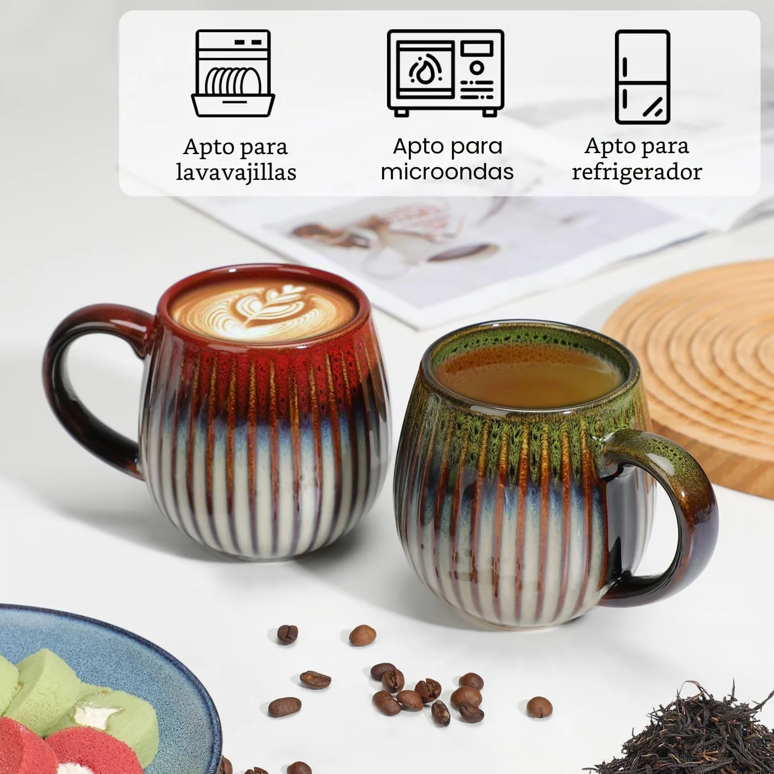 Set de tazas de cerámica CosyCorner, 530 ml, grandes tazas de café para el hogar y la oficina, taza de cerámica para café y té, 4 unidades