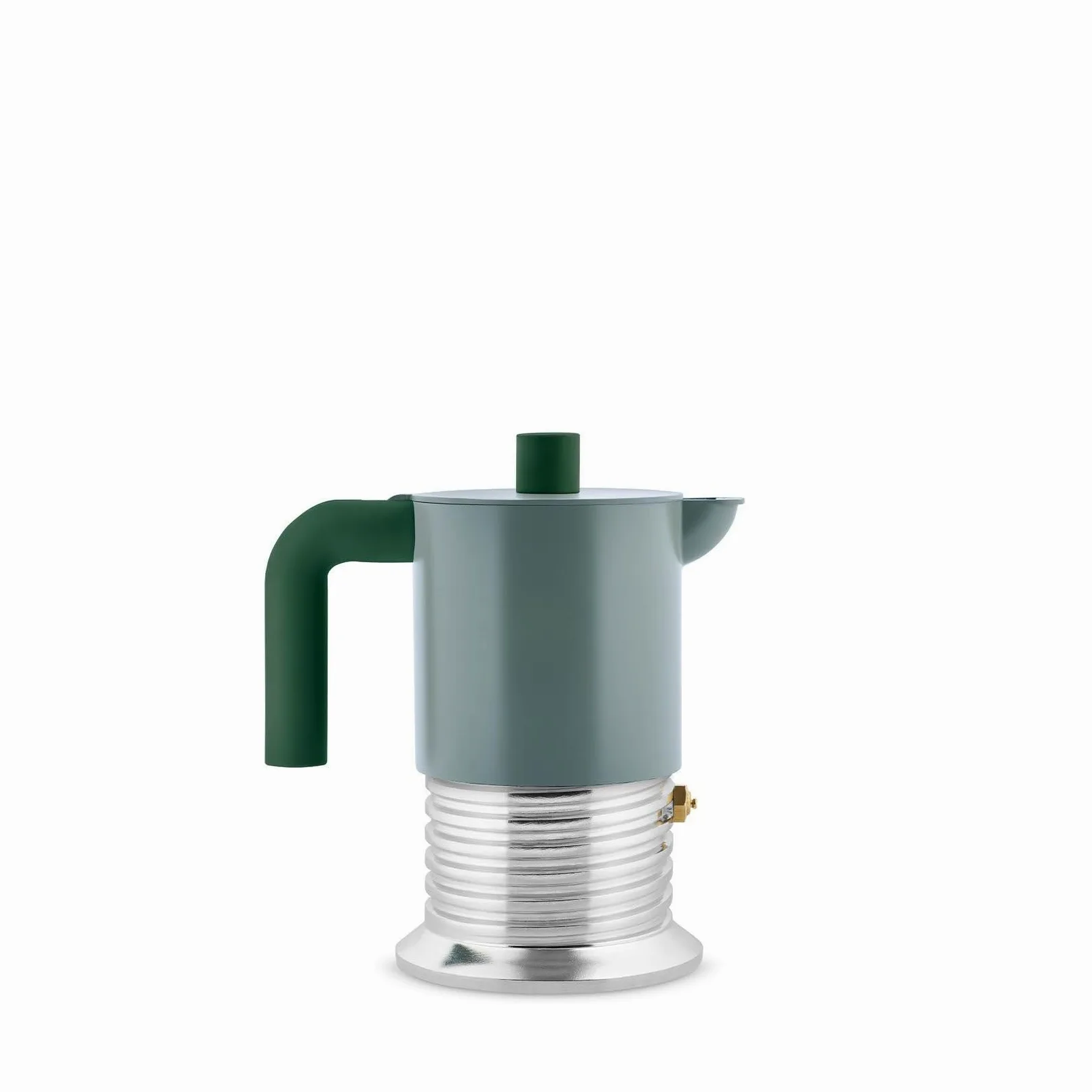 Alessi Cafetera espresso de 3 tazas de color verde, diseño creativo y funcional