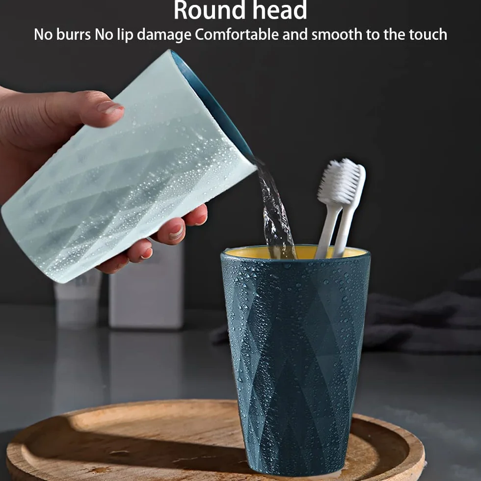 Vaso Cepillo de Dientes, 2 Piezas Taza de Plástico, Vaso Cepillo de Dientes bañ, Fuerte y Resistente a la caída, Apto para Adultos, Adolescentes y niños 450ml/15.8oz