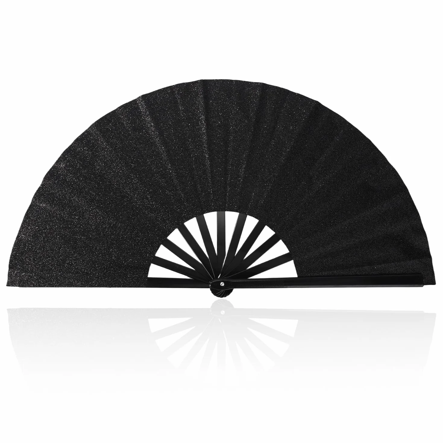 BOXOB Abanico de Mano Plegable Grande Brillante Negro Sonido Pop Clac Baile Línea Fiestas