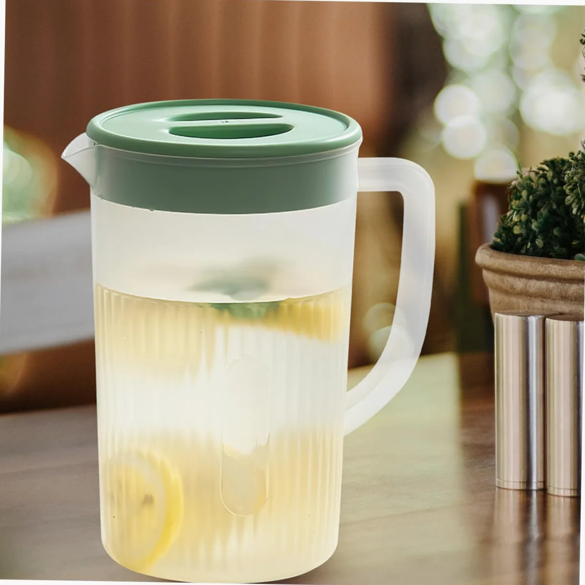 Garneck 2 piezas Jarra de Agua Grande con Tapa Resistente al Calor para Nevera y Bebidas Frías Limonada y Café Helado Casa y Oficina
