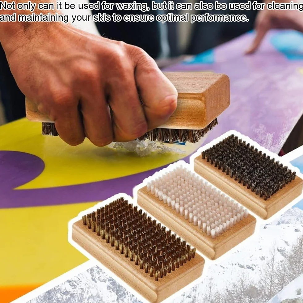 Kit de Cepillos de Cera para Esquí/Snowboard, 3 Piezas, Herramienta para Base