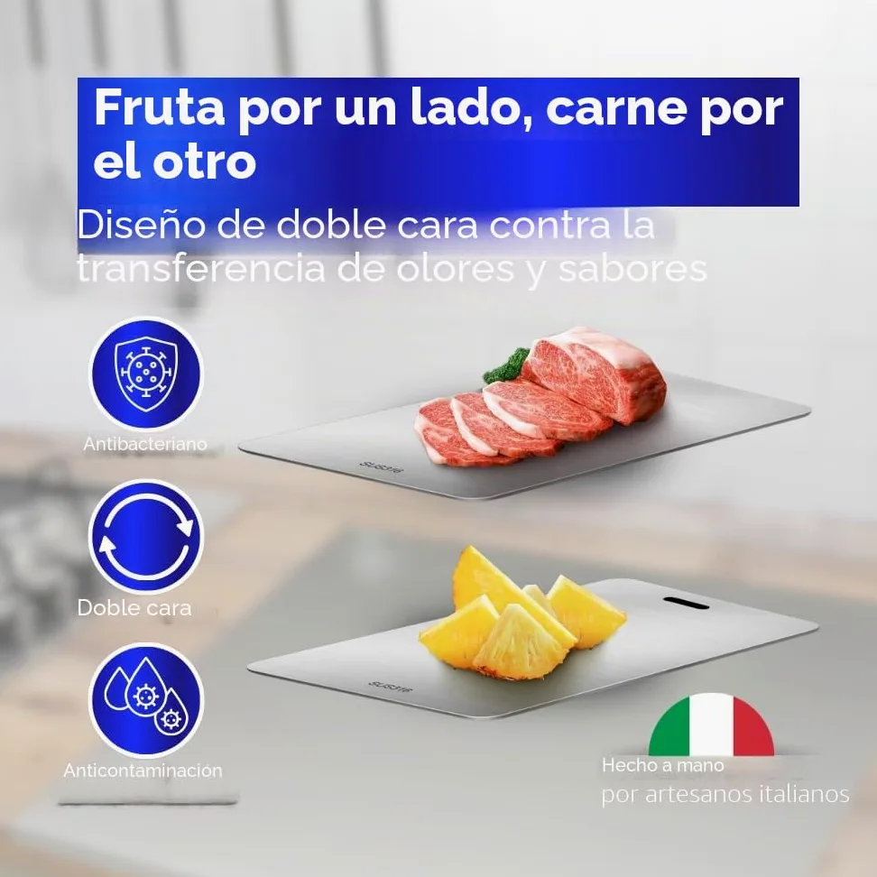 INOXLM - Tabla de cortar de acero inoxidable alimentario, 39x28 cm, apta para Haccp, profesional de doble cara, resistente, para cocina, bar y restaurante