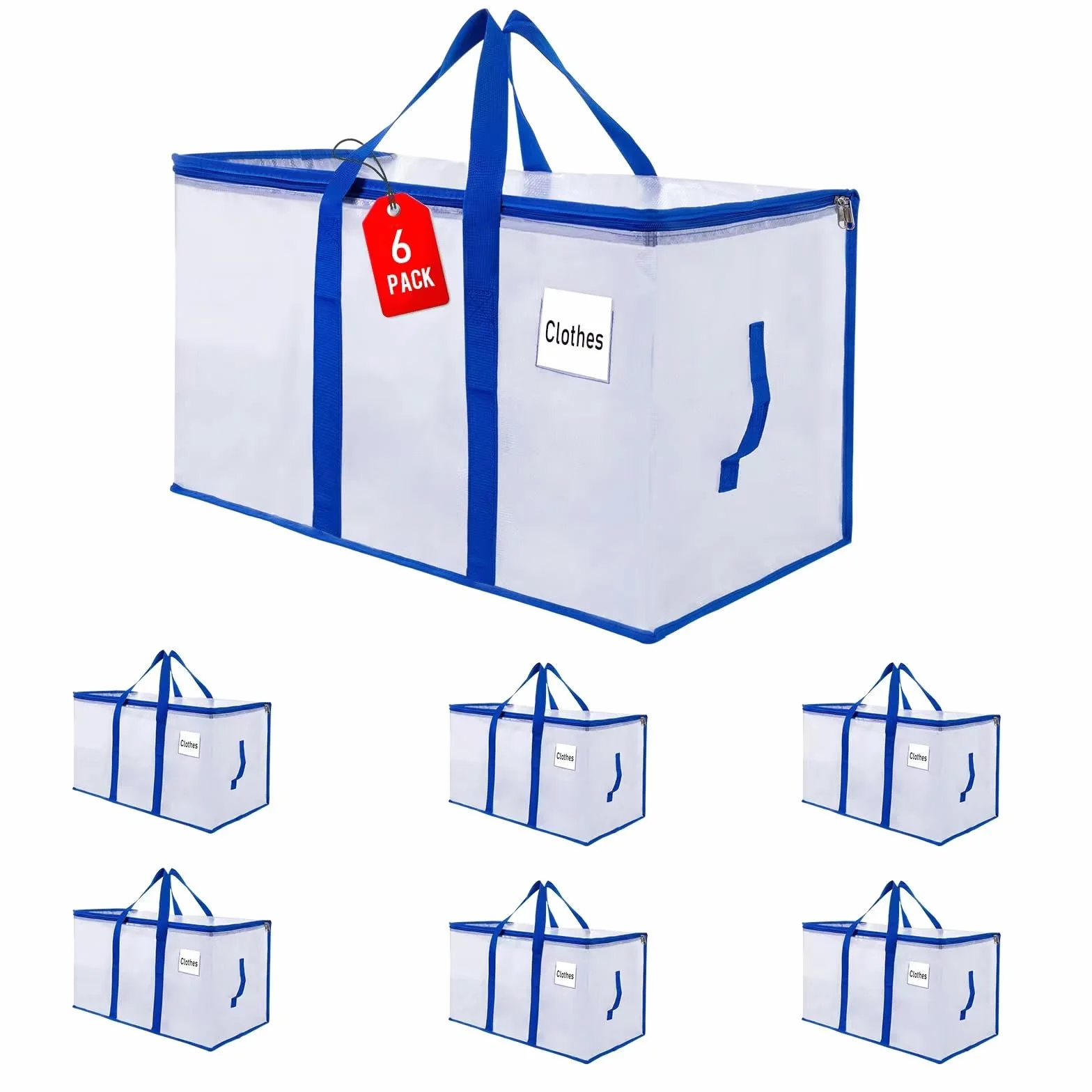 Bolsas de mudanza 105 L, paquete de 6 bolsas almacenamiento, bolsas mudanza resistentes, extra grandes, suministros de mudanza, bolsas de embalaje transparentes, bolsa para árbol de Navidad