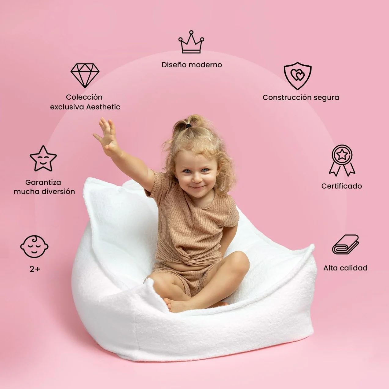MEOWBABY Puff Cuadrado para Niños, Beanbag, Estética Pana, Turquesa