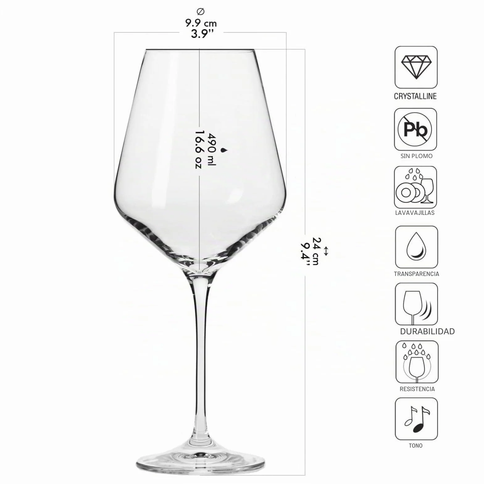 Krosno Copas de vino tinto | Juego de 6 | 550 ML | Colección Avant-Garde | Cristal sin plomo | Para casa, restaurantes & fiestas | Apto para lavavajillas | Cristal sin plomo, para restaurantes y fiestas, apto para lavavajillas
