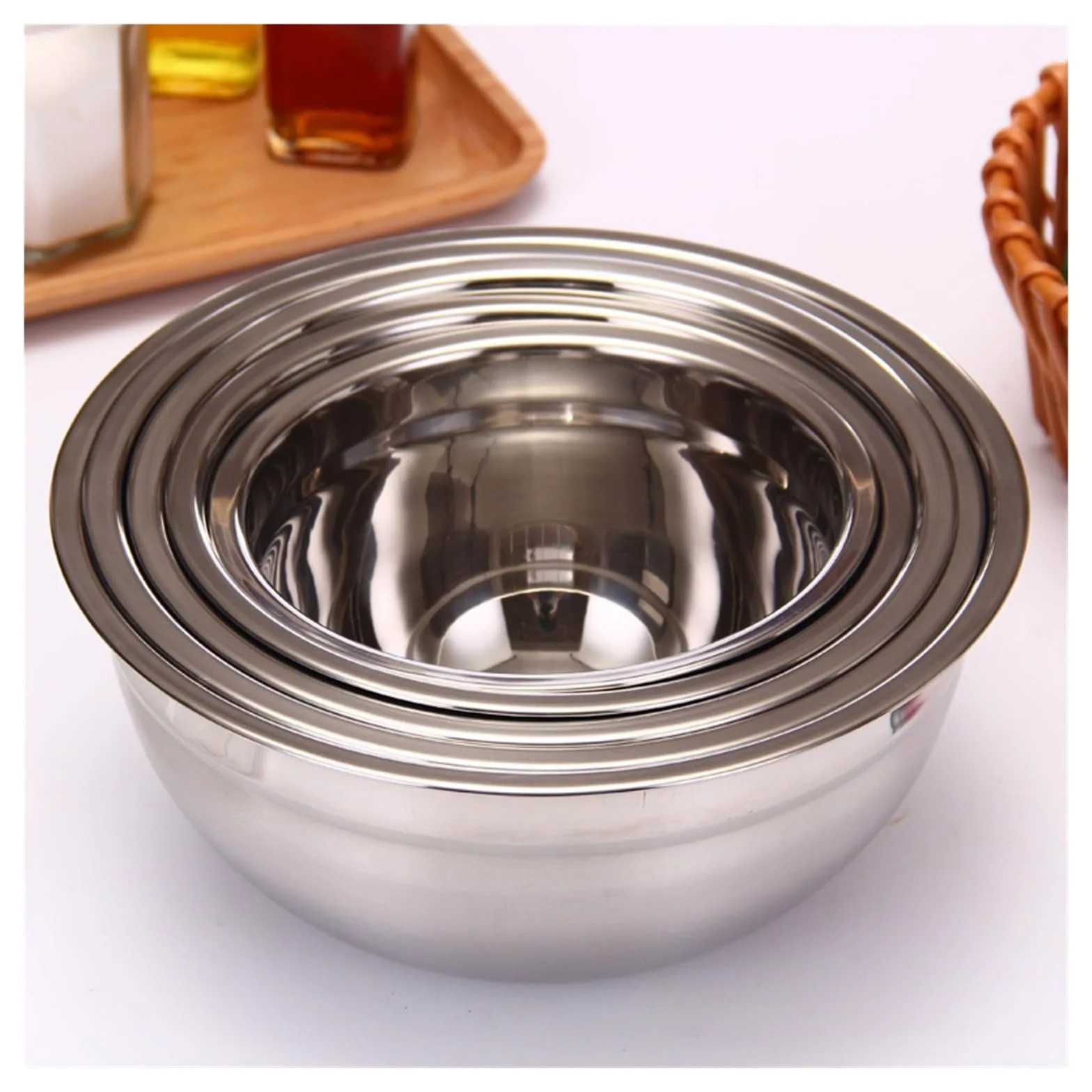 Tazón Para Mezclar Juego de tazones for mezclar acero inoxidable | 7 juegos de ensalada de frutas for cocinar 18 20 22 24 26 28 30 cm(Mix2)
