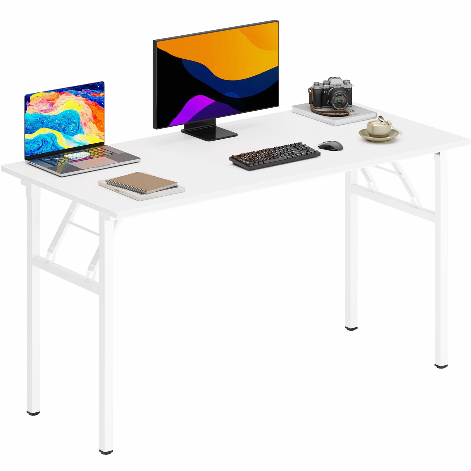 SDHYL Mesa de Trabajo Plegable para Ordenador de 120 x 60 cm Mesa de Conferencias para Oficina en Casa Blanco