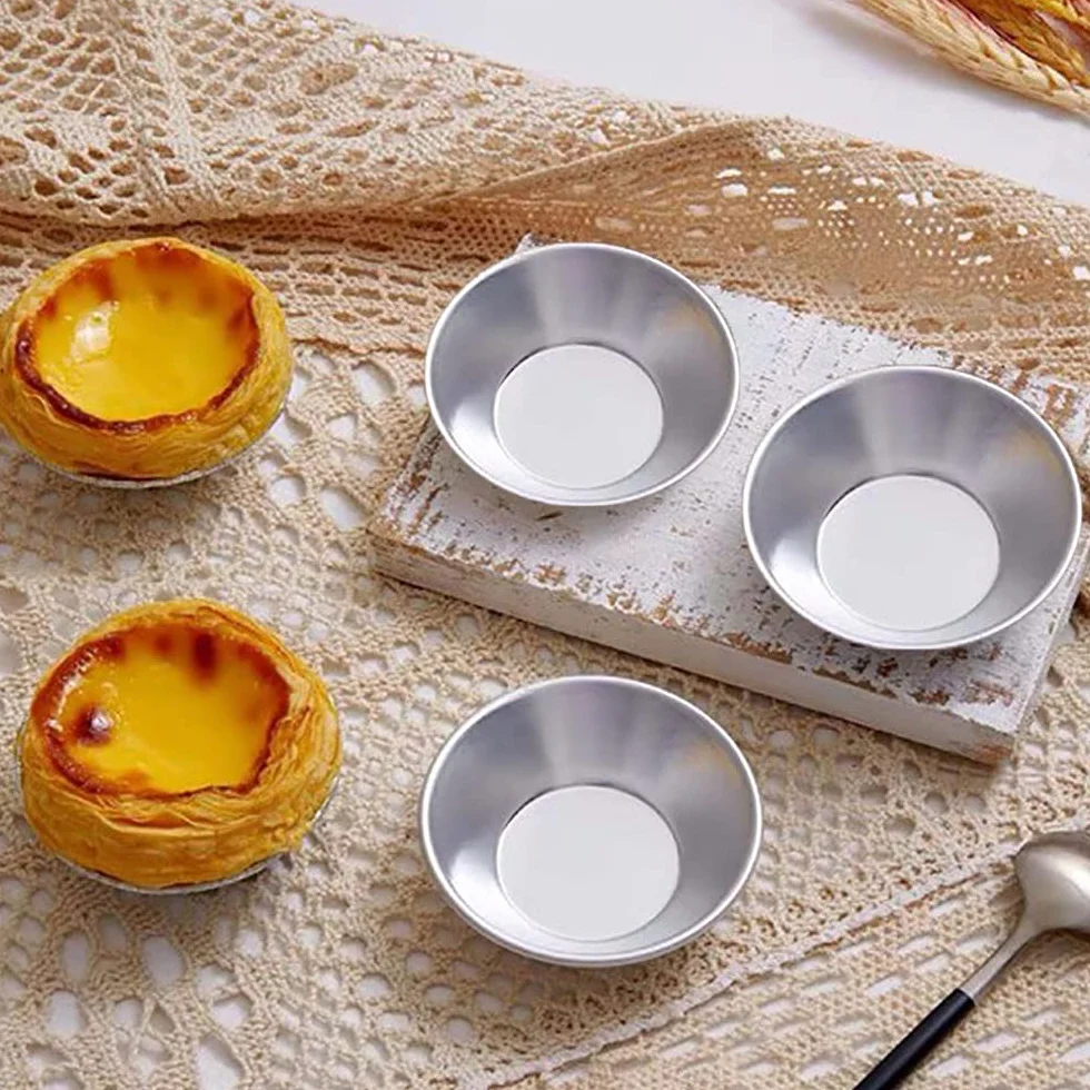 20 Piezas Latas para Tarta de Huevo, Latas de Aluminio para Hornear, Pastel de Bandejas de Papel de Aluminio, Molde de Aluminio Tarta de Huevo en Tono Plateado, para Tartas Pequeñas, Tartas