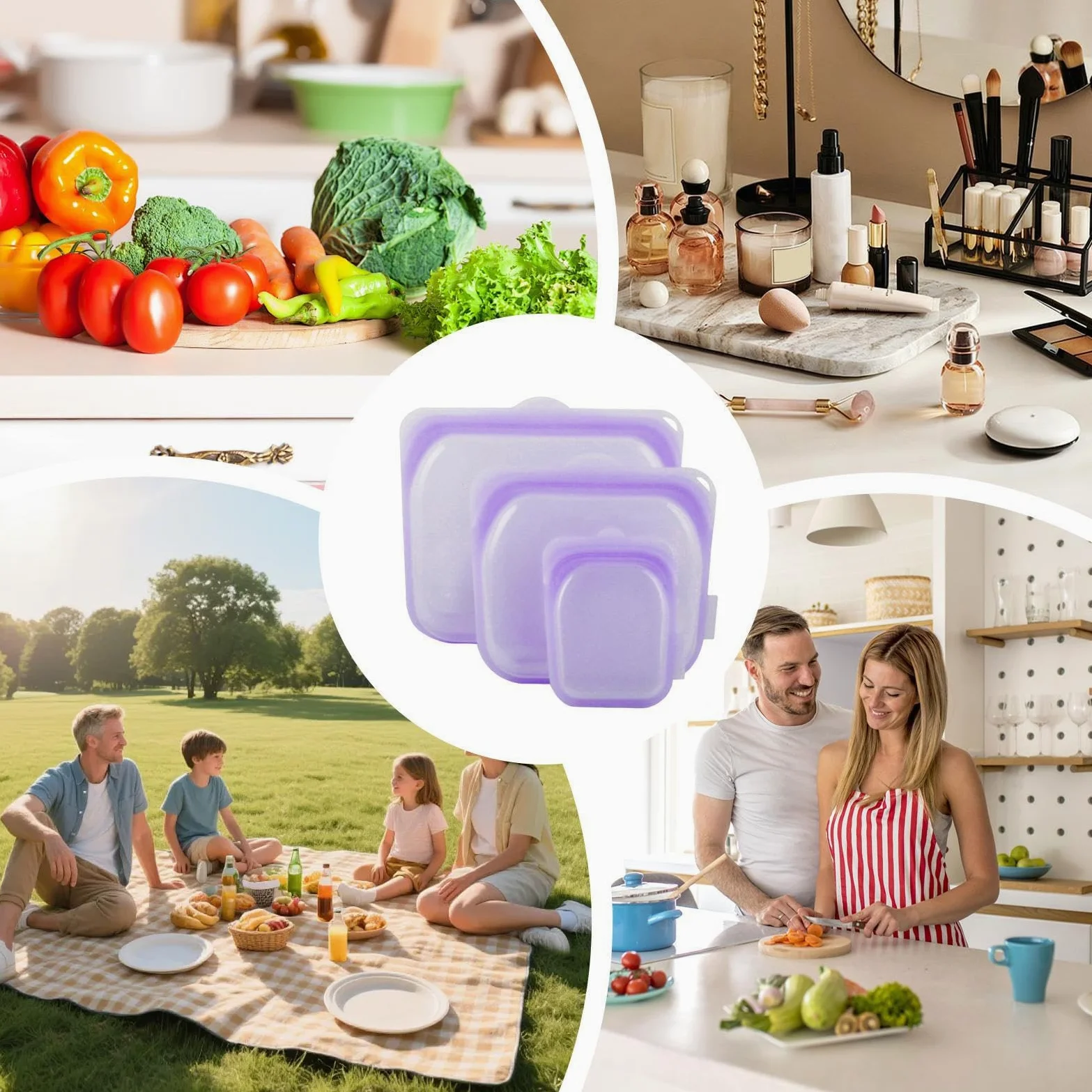 Bolsas Reutilizables para Snacks 3 Recipientes de Silicona para Almuerzo | Bolsas Herméticas para Congelador para Preparar Comidas, Viajes, Carne, Queso, Verdura, Fruta