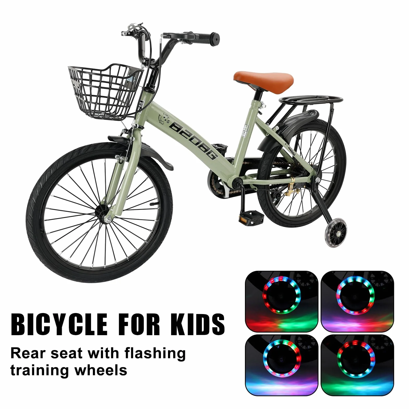Bicicleta infantil 18 pulgadas marco acero carbono asiento manillar ajustables frenos dobles ruedines cesta desmontable