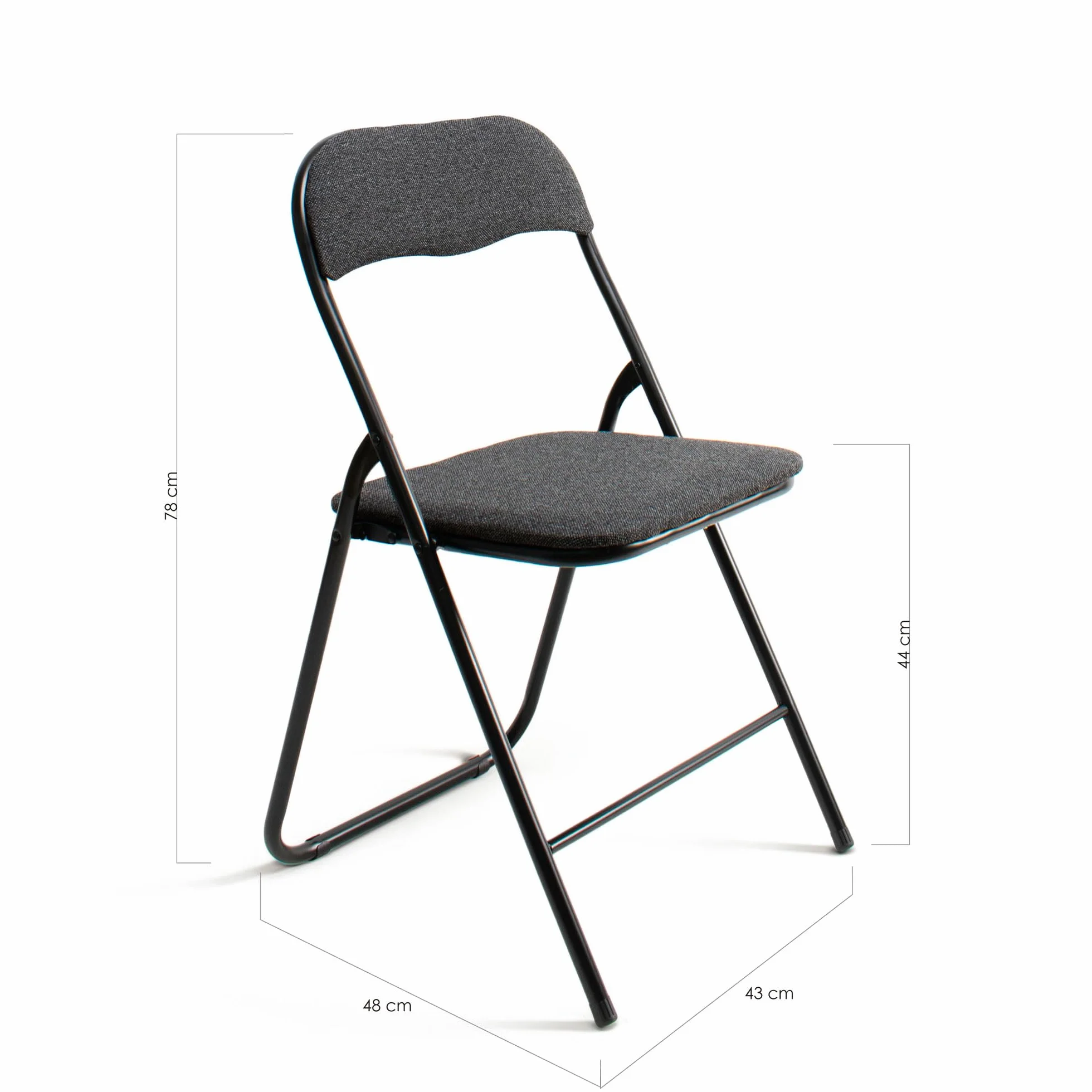 THE SECRET HOME─ Pack de 2, 4 y 6 Sillas Plegables Acolchadas de Metal y Poliéster─ Asiento Auxiliar para el Hogar─ 44x48x78 cm (6, Negro)