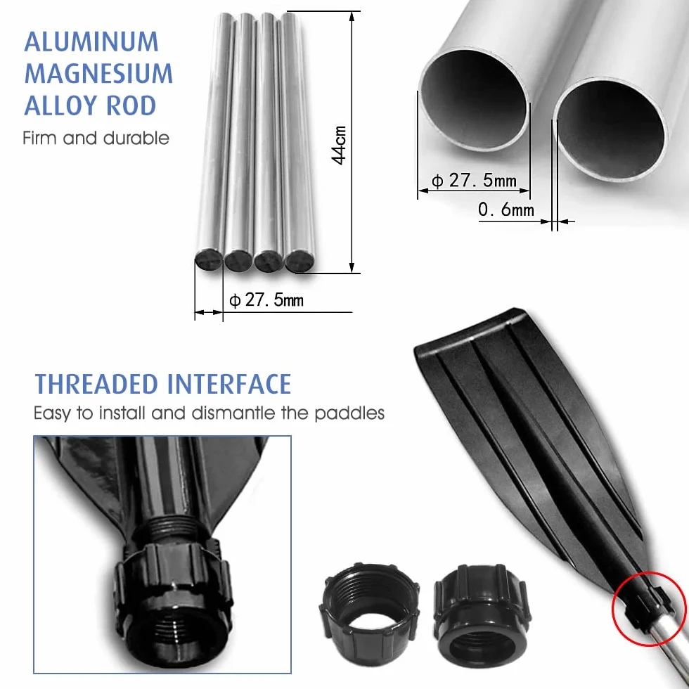 Remo Kayak 125 cm Palas de Aluminio y Magnesio Ligeras Desmontables