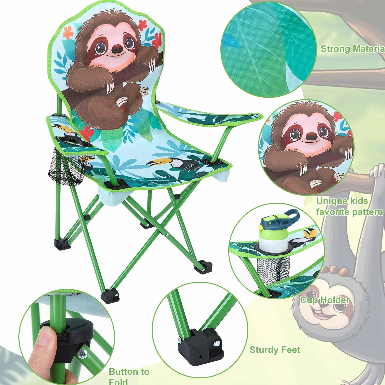 Silla de camping para niños con soporte para bebidas, silla plegable para exteriores, silla plegable portátil, silla de jardín para niños, fuerte y estable, silla de camping infantil para