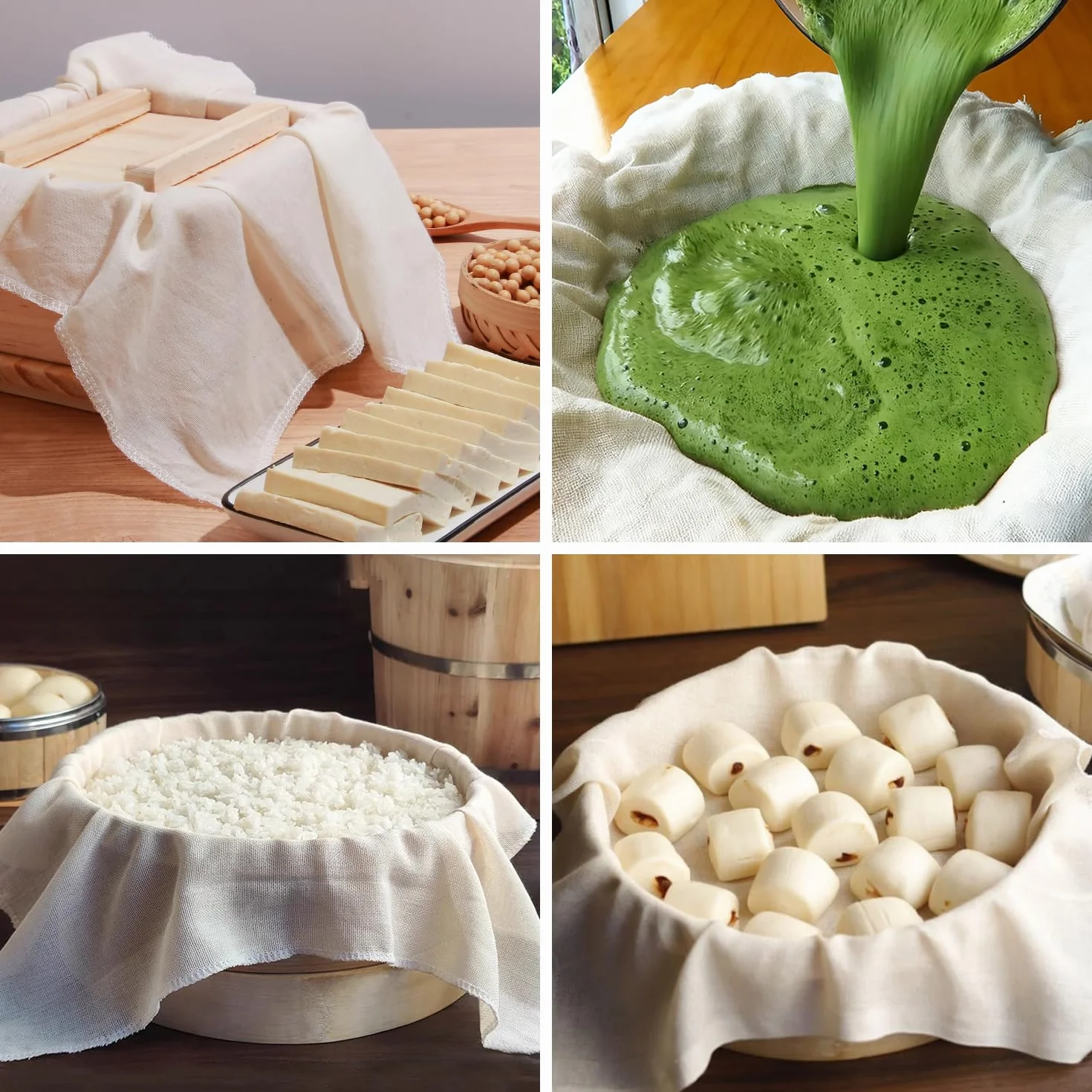 3 Piezas Telas Filtrantes Reutilizable,50x50cm Colador de Tela Ultrafina Lavable,Cheese Cloth,Tela para Queso de Algodón,Filtro de Algodón para Colar Leche, Zumos, Batidos de Frutas