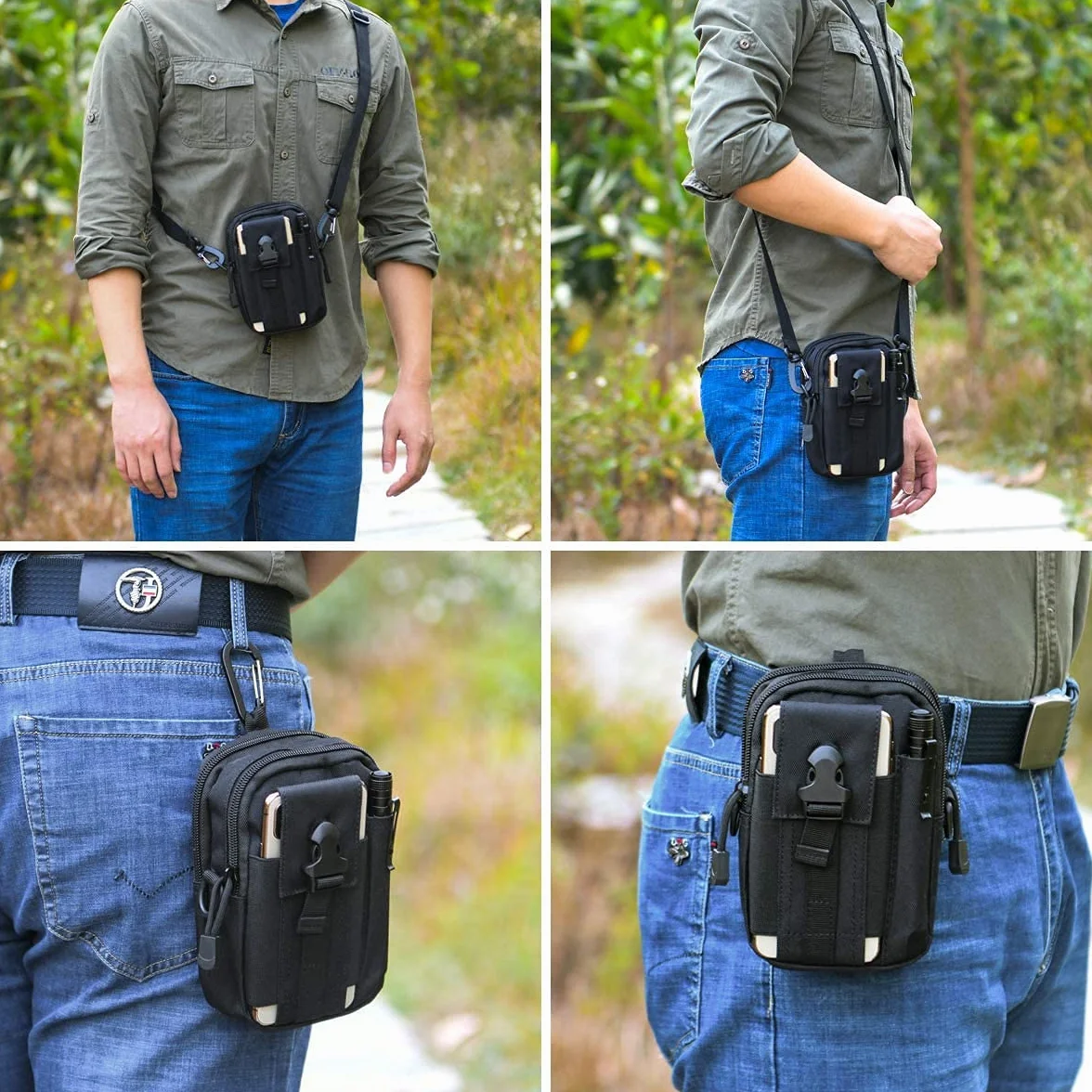 Bolsa Cintura Táctica 1000D Nylon Compacta Multiusos para Herramientas Pequeñas y Teléfono Móvil