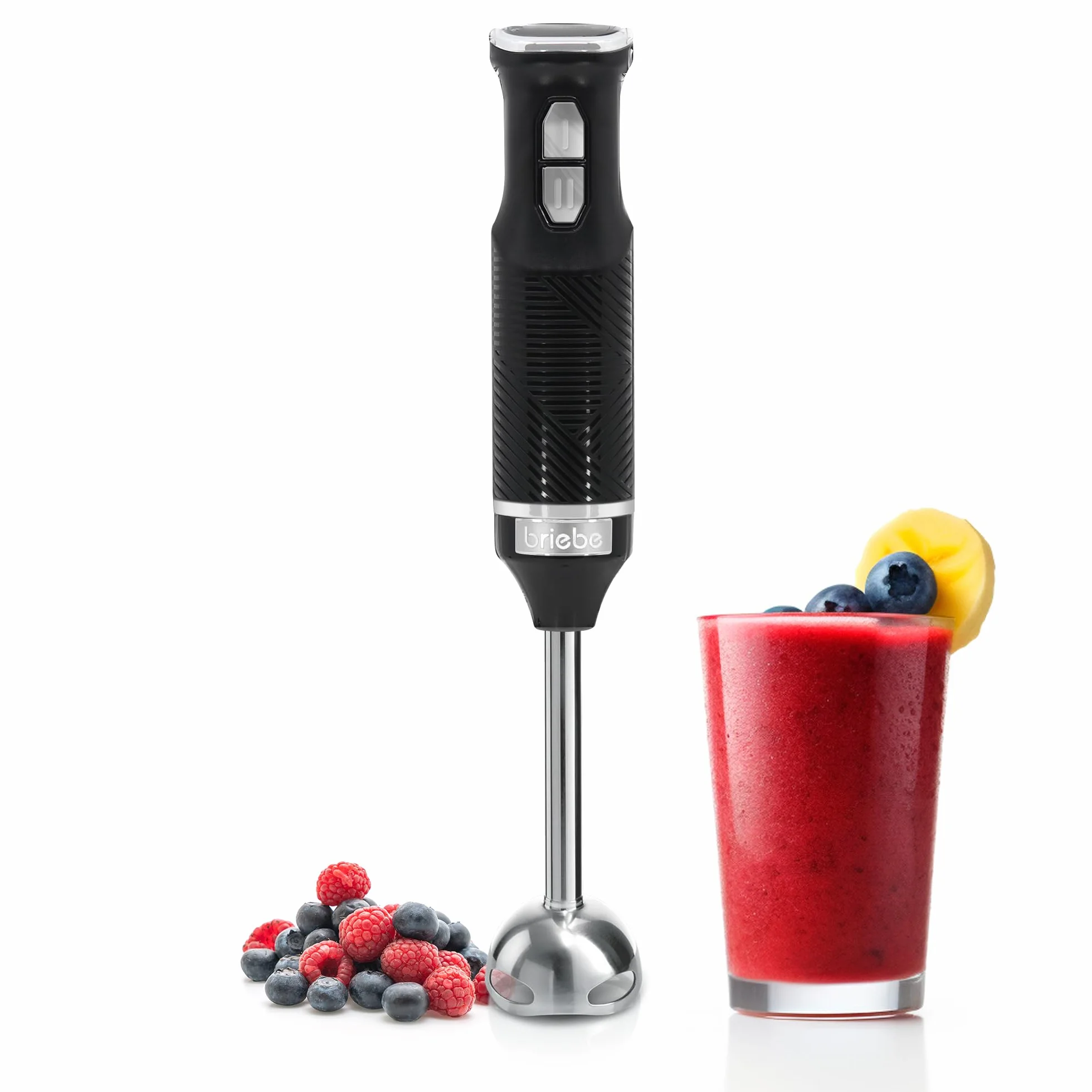 briebe Elegance Set Tostadora Pan 2 Rebanadas, 7 Niveles Tostado + Hervidor Agua Eléctrico 1,7L Inalámbrico, 2200W Libre BPA + Batidora de Mano 600W, 2 Velocidades, Acero Inoxidable, Negro