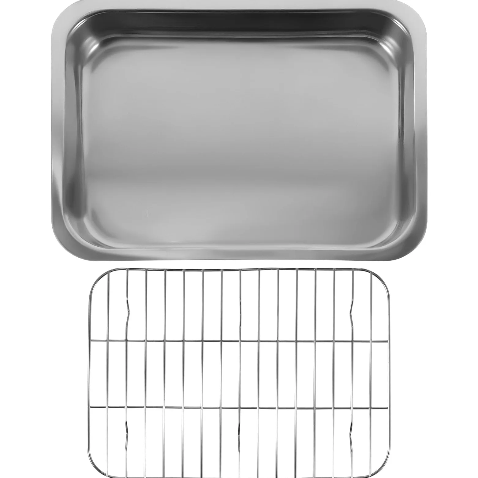 IMIKEYA Bandeja Práctica y Fácil de Limpiar para Horno Rectangular con Rejilla de Acero Inoxidable Adecuado para Repostería y Cocina en Casa