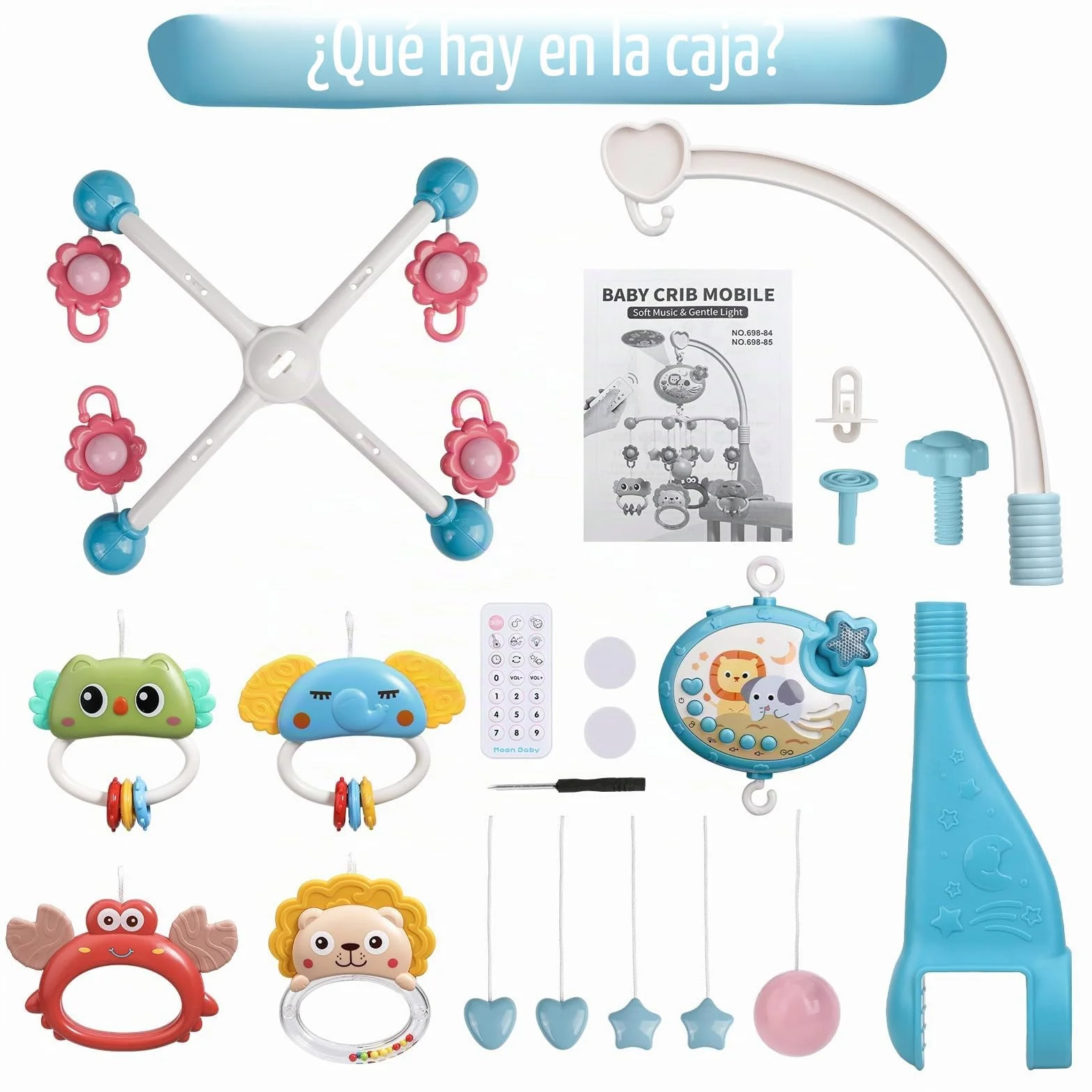 Mini Tudou Móvil de cuna con proyección estelar y función de tiempo, musical con melodías y luces, sonajeros para animales, juguete para recién nacido 0-6 meses