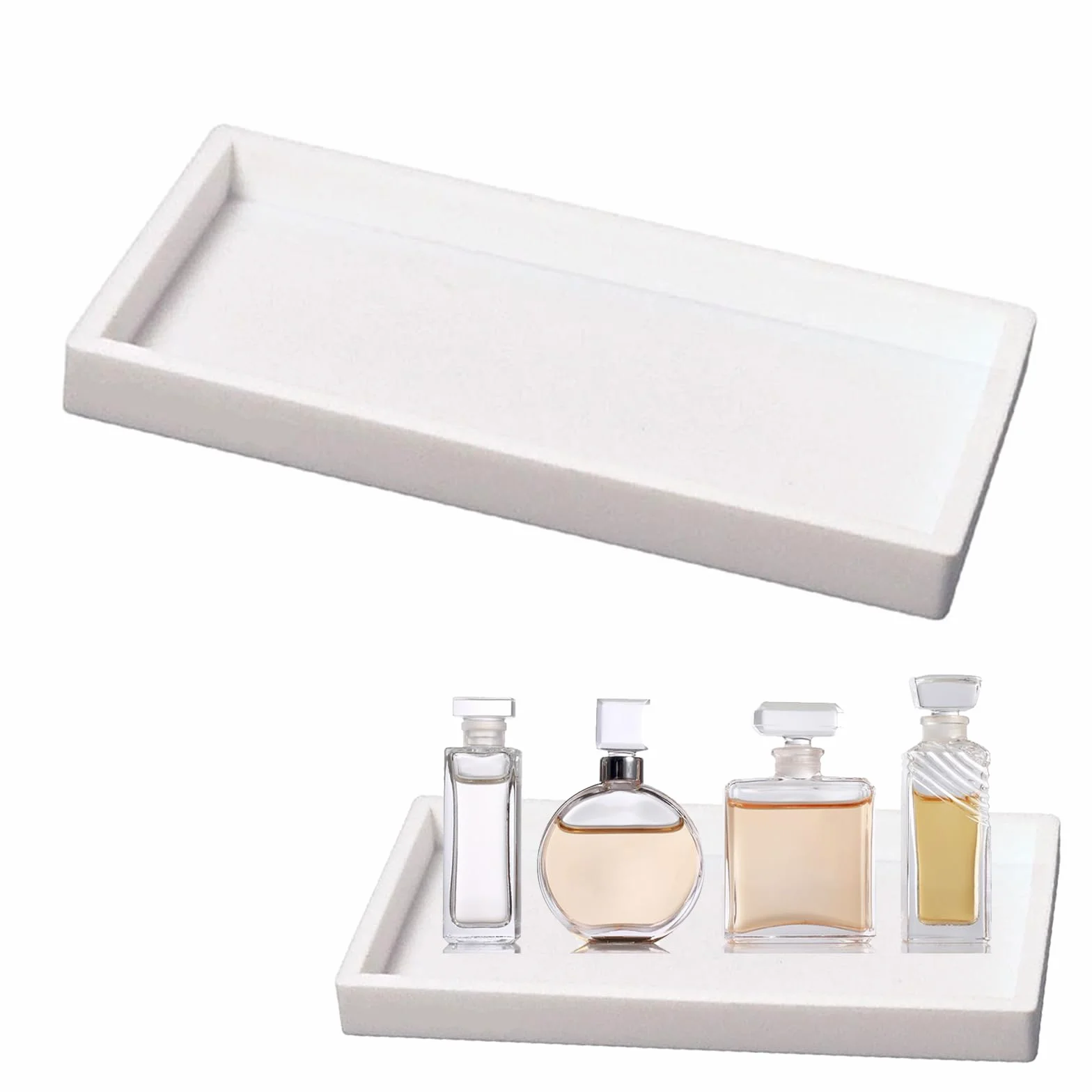 Bandeja Organizadora para Baño, Rectangular de Silicona, Almacenamiento para Fregadero de Cocina Y Baño, Blanco, DCDV34
