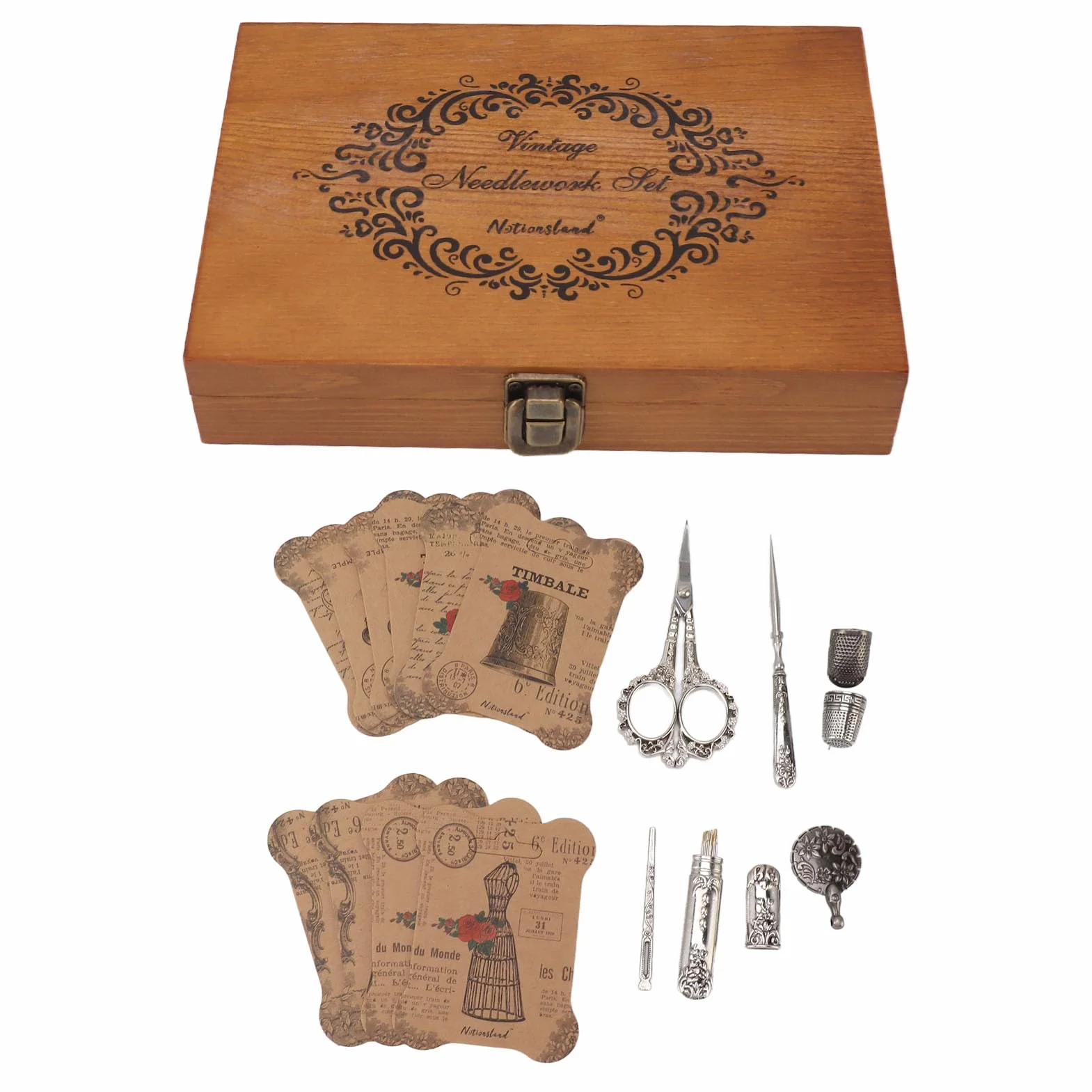 Juego de Tijeras de Bordar Vintage, Kit de Costura Antiguo de Acero Inoxidable con 7 Piezas, para Costura Artesanal (Plata)