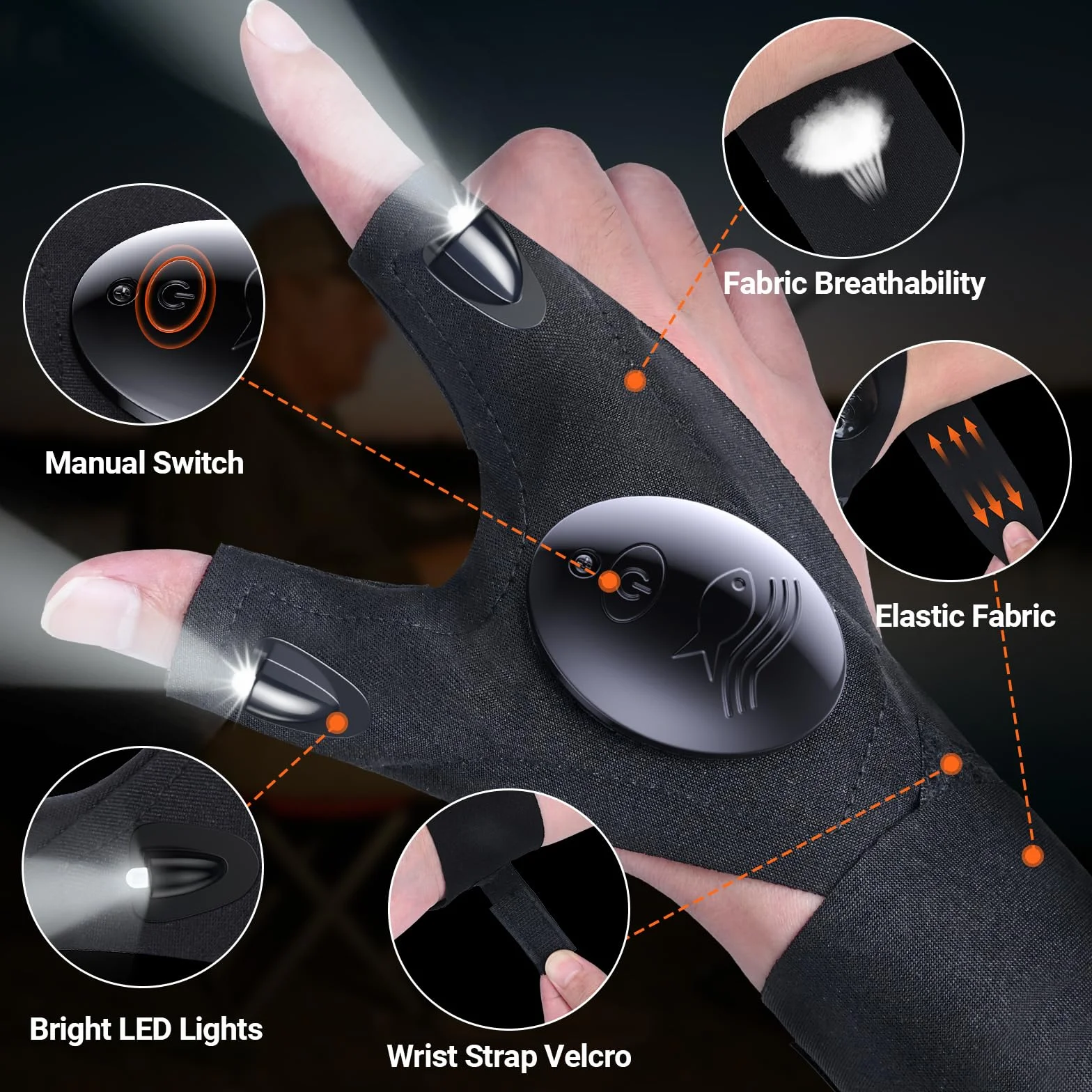 Preciva Guantes LED Linterna Pesca Trabajo Regalos Originales para Hombres