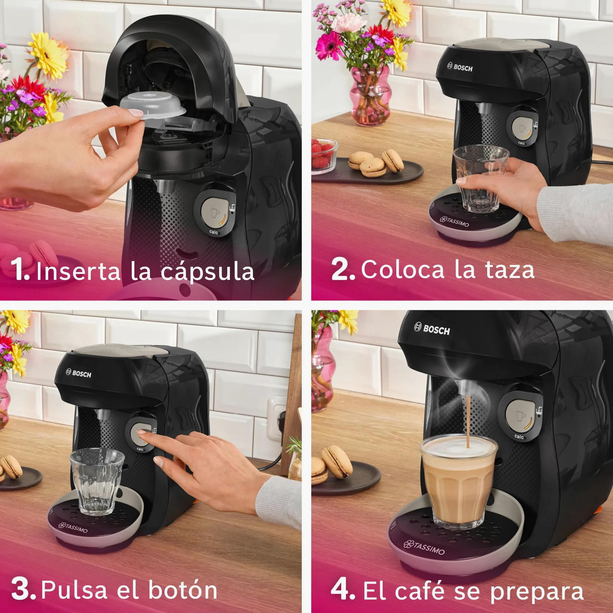 Bosch - Cafetera multibebida Tassimo Happy Friendly, OneTouch, Intellibrew, Beige, TAS109E