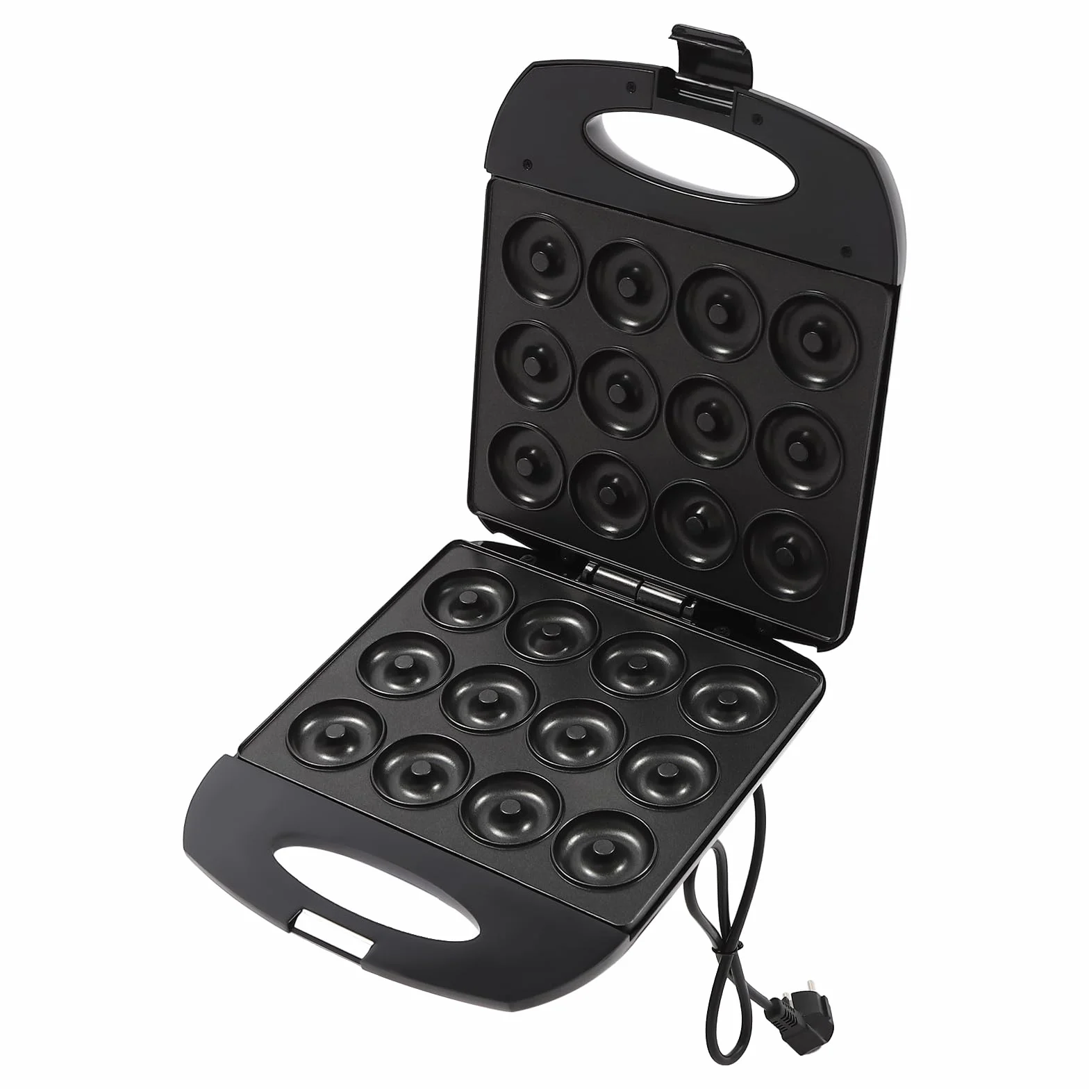 Mini donut eléctrico antiadherente 1200 W para 12 mini donuts, control automático de la temperatura, panel de doble cara integrado, sencillo donuts caseros para fiestas familiares, pastelerías