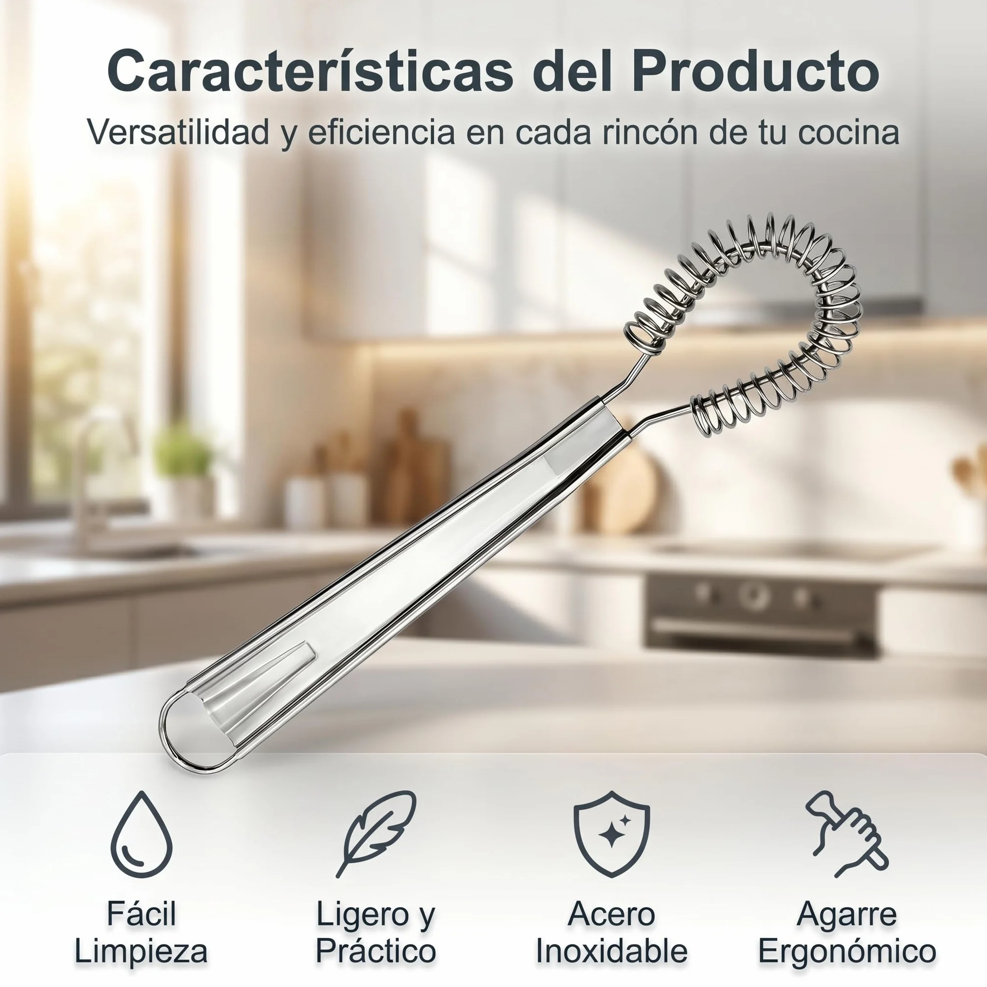 Conjunto de 2 Batidores de Cocina de Acero Inoxidable, Batidora de Mano Pequeña de Acero Inoxidable para Salsas y Café, Mini Varillas Manuales de Resorte para Batir Huevos y Leche