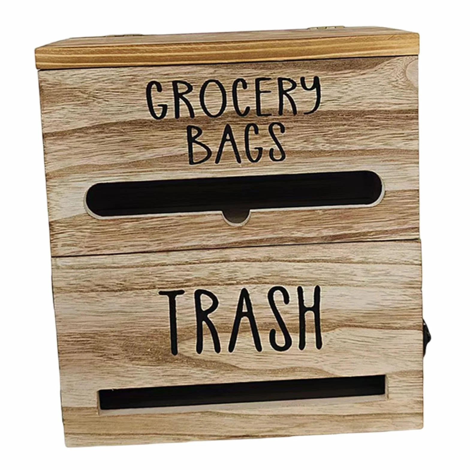 Milageto Dispensador de Bolsas de Basura de Pared, Organizador de Almacenamiento de Madera para Bolsas de supermercado, Ideal para Cocina, Oficina, encimera, Marrón Claro