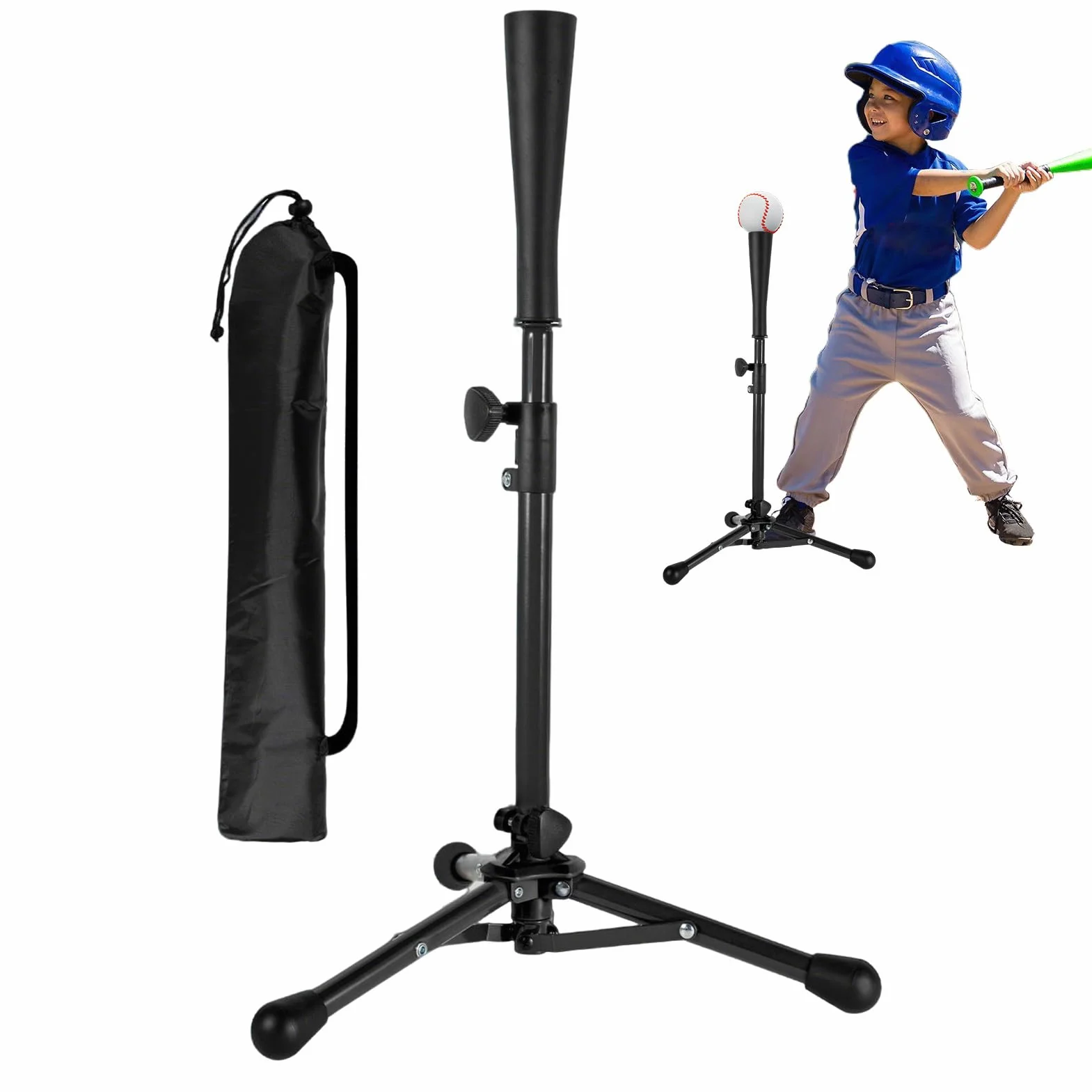 Bates de Béisbol Trípode Entrenador Softball Altura Ajustable con Bolsa para Niños 3-8 Años