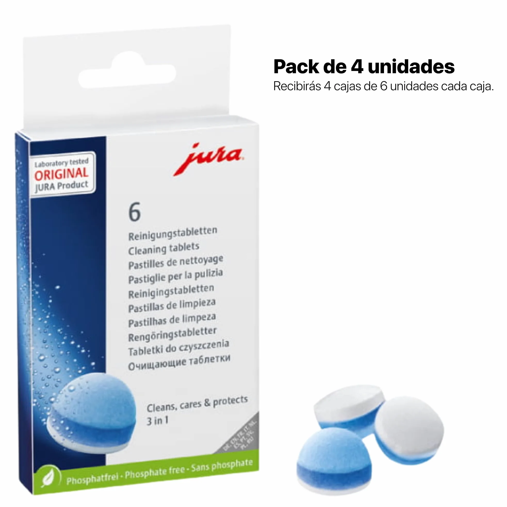 JURA 4 pastillas de limpieza Jura 62715 de 6 unidades.
