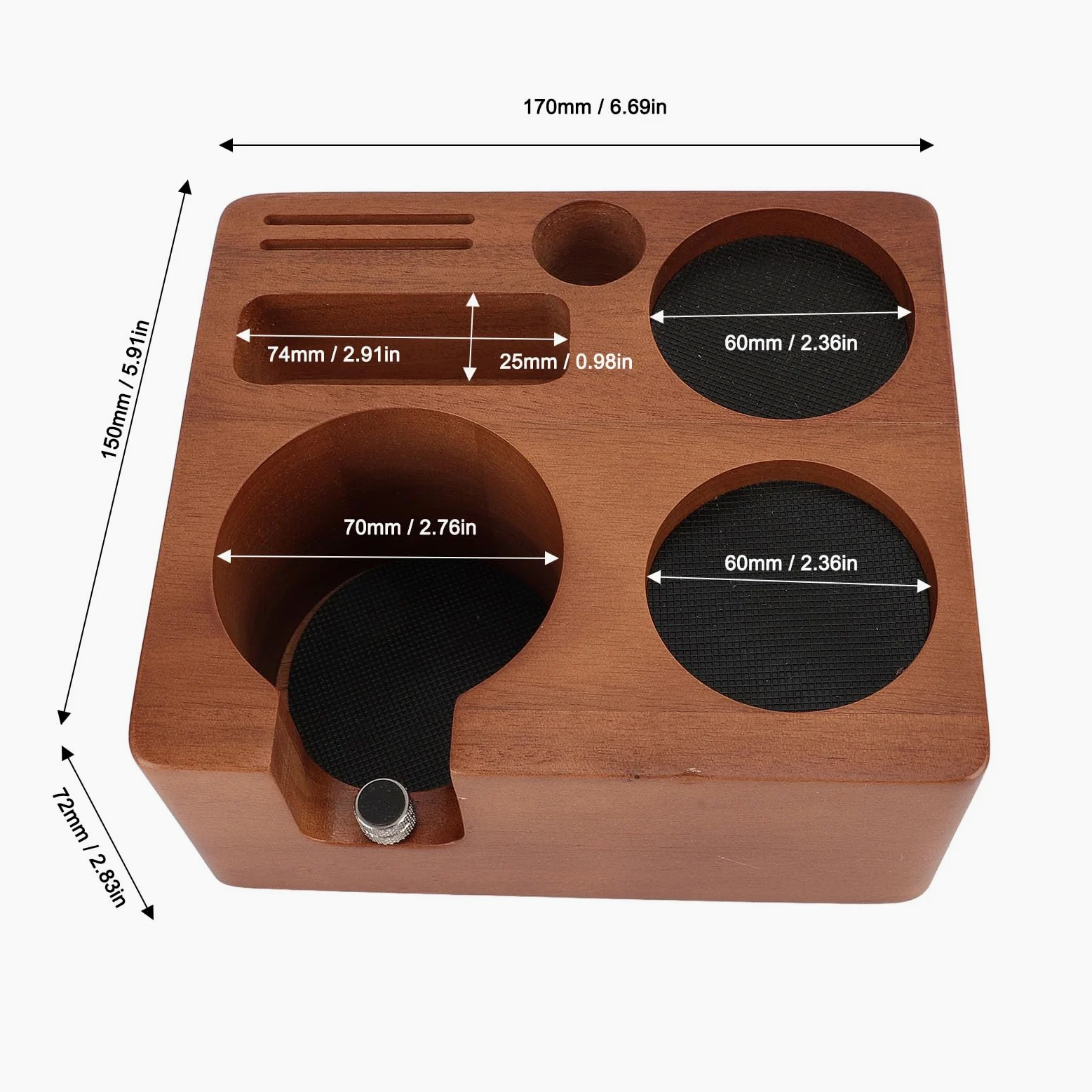 Estación de apisonamiento de espresso, soporte multifuncional de madera para café para portafiltro, manipulador y distribuidor de 58 mm