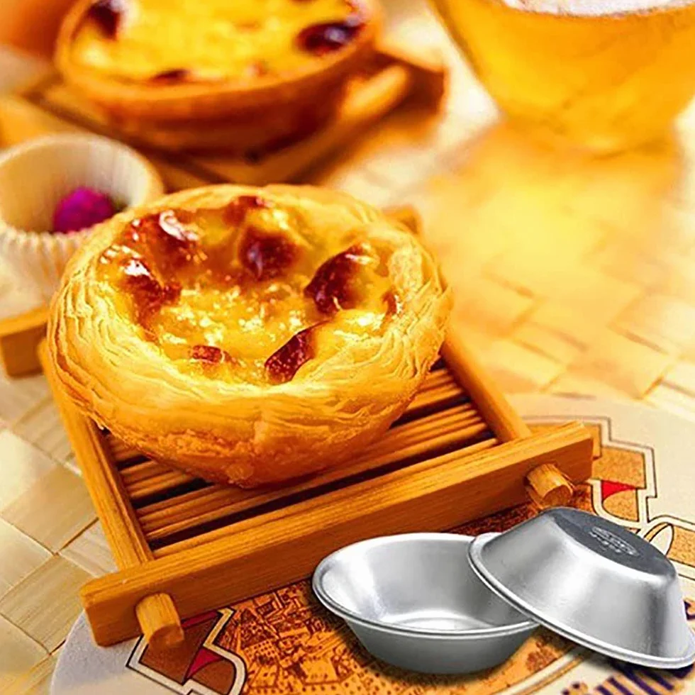 20 Piezas Latas para Tarta de Huevo, Latas de Aluminio para Hornear, Pastel de Bandejas de Papel de Aluminio, Molde de Aluminio Tarta de Huevo en Tono Plateado, para Tartas Pequeñas, Tartas