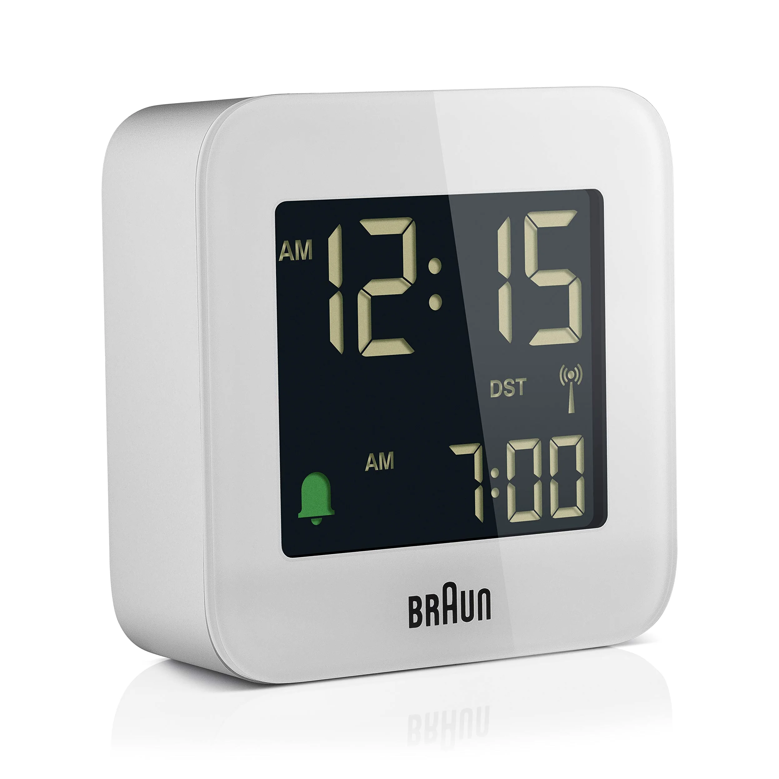 Braun Reloj Despertador de Viaje controlado por Radio Zona con Hora Central Europea (DCF) con función repetición, configuración rápida, Alarma por pitido en Crescendo Blanco, BC08W-DCF.