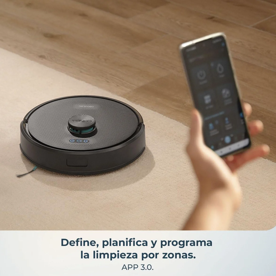 Cecotec Robot Aspirador Conga M70 Genesis. Navegación Láser, Motor Ungravity con 20000Pa, Aspira, Barre, Friega y Pasa la Mopa, Cepillo de Silicona, Doble Depósito, App 3.0, Cubre hasta 180m²