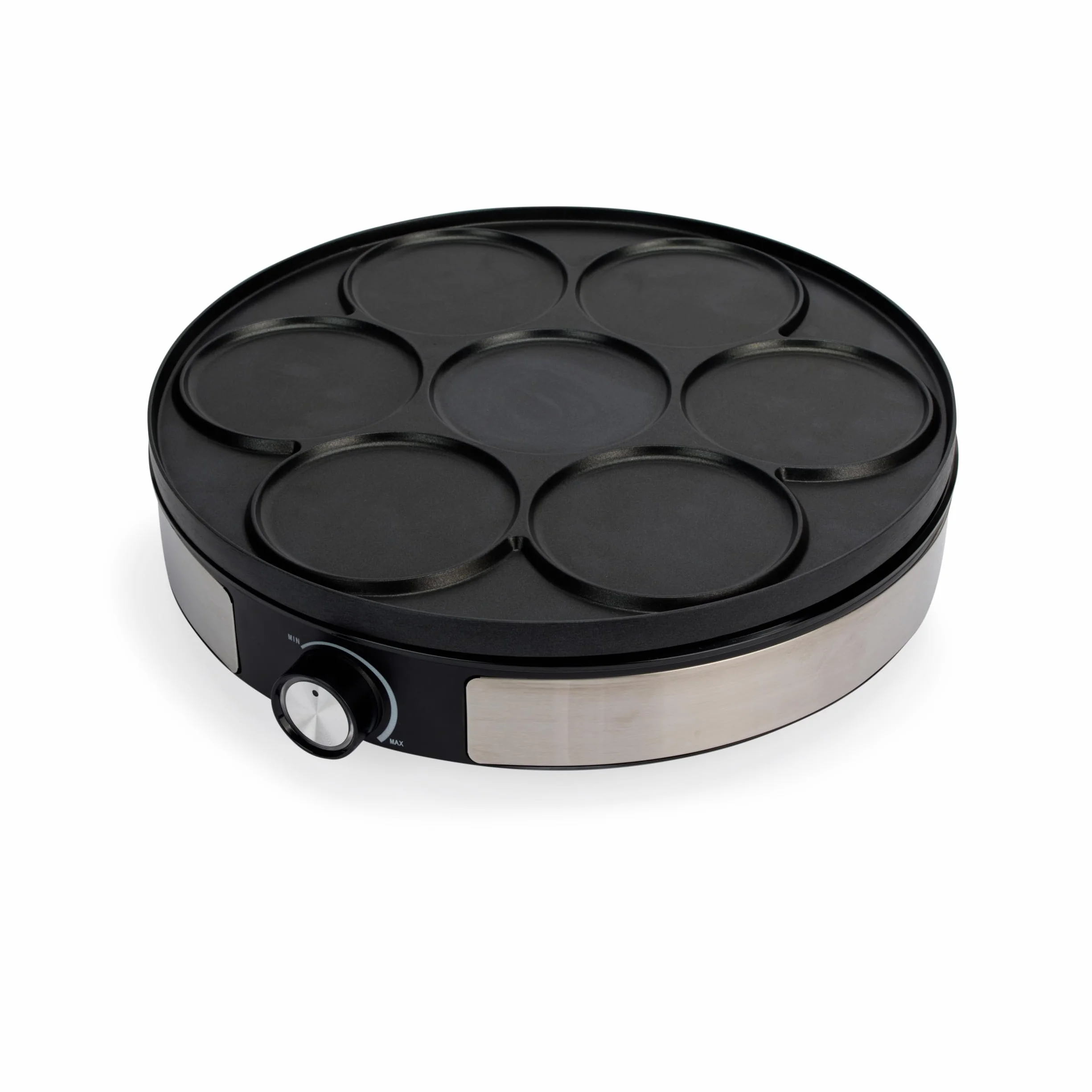 Petra 2 en 1 Crepera – Máquina para Panqueques, Haga 1 Crepe Grande o 7 Mini Panqueques, Plato de 33 cm, Antiadherente, Herramienta para Crepes de Madera y Espátula Incluida, 1500W, PT6225VDE