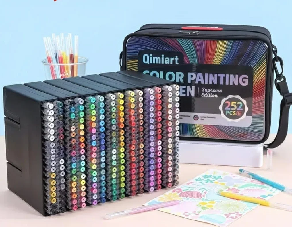 Languo Caja de 252 rotuladores de gel numerados, 234 colores, bolígrafo de gel para adultos para dibujo, colorear misterio, garabatear, manualidades, álbumes de recortes (0.6MM)