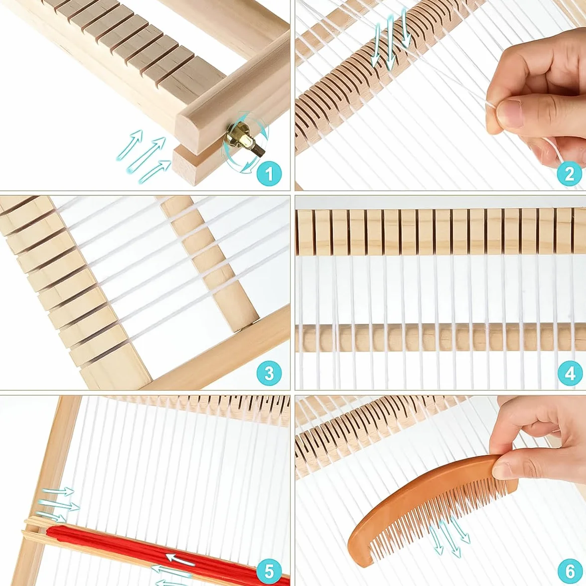 Kit de Telar de Madera para múltiples Manualidades, telares de Tapiz de Madera, Arte Creativo de Tejido para Principiantes y Expertos